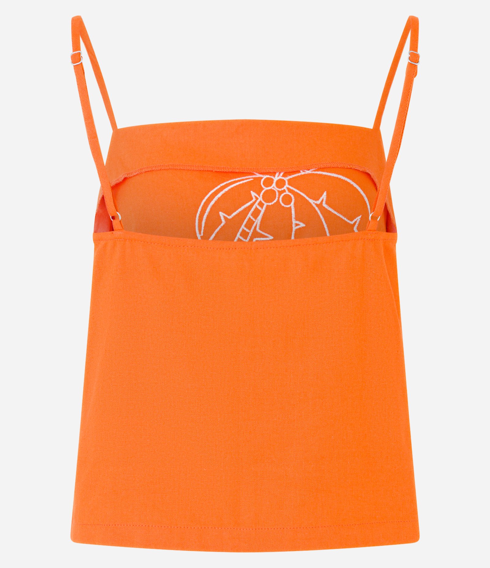Blusa de Alça em Viscose com Linho e Bordado Tropical Laranja 5