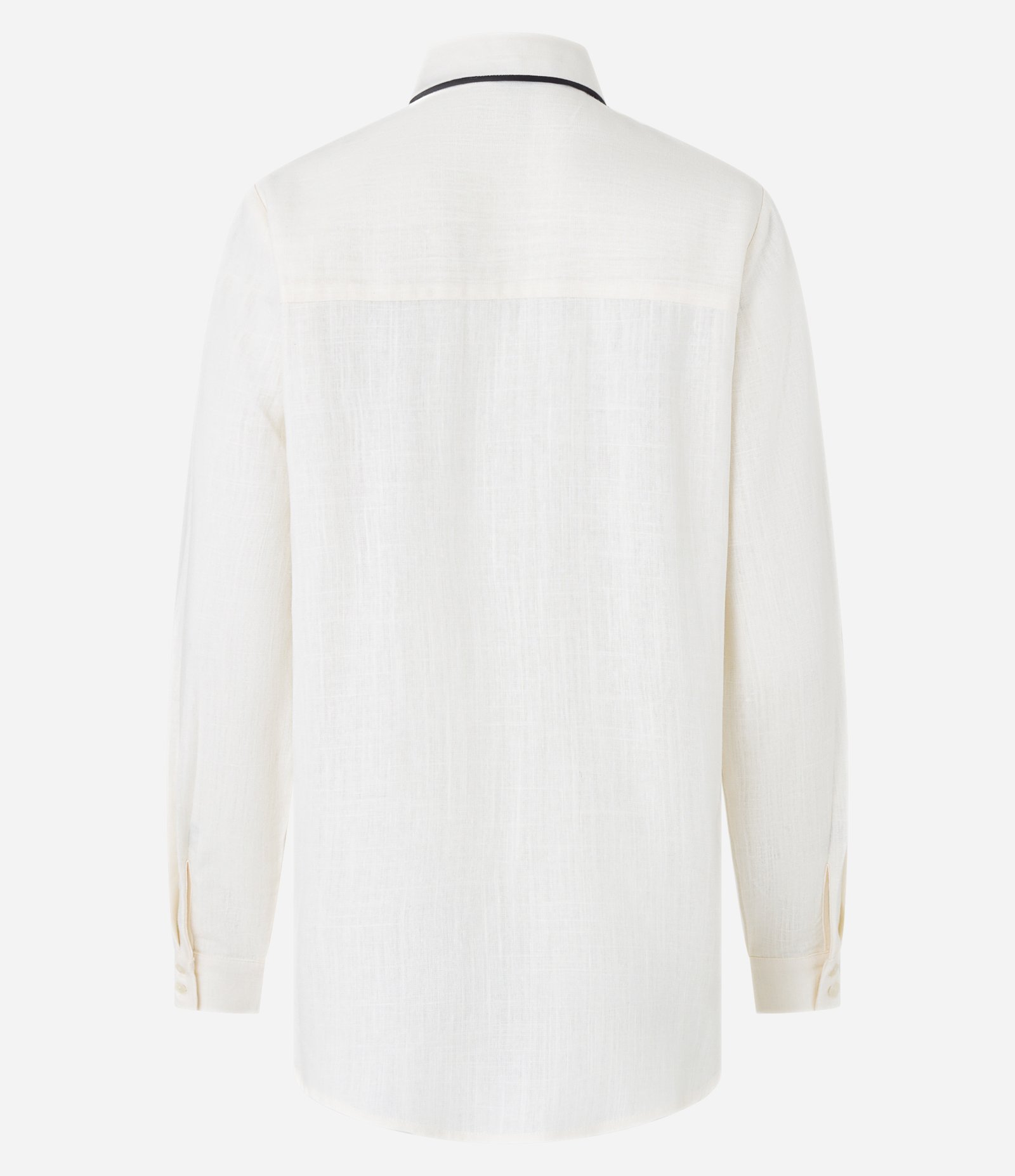 Camisa Alongada em Viscose e Linho com Detalhe Contrastante Off White 5