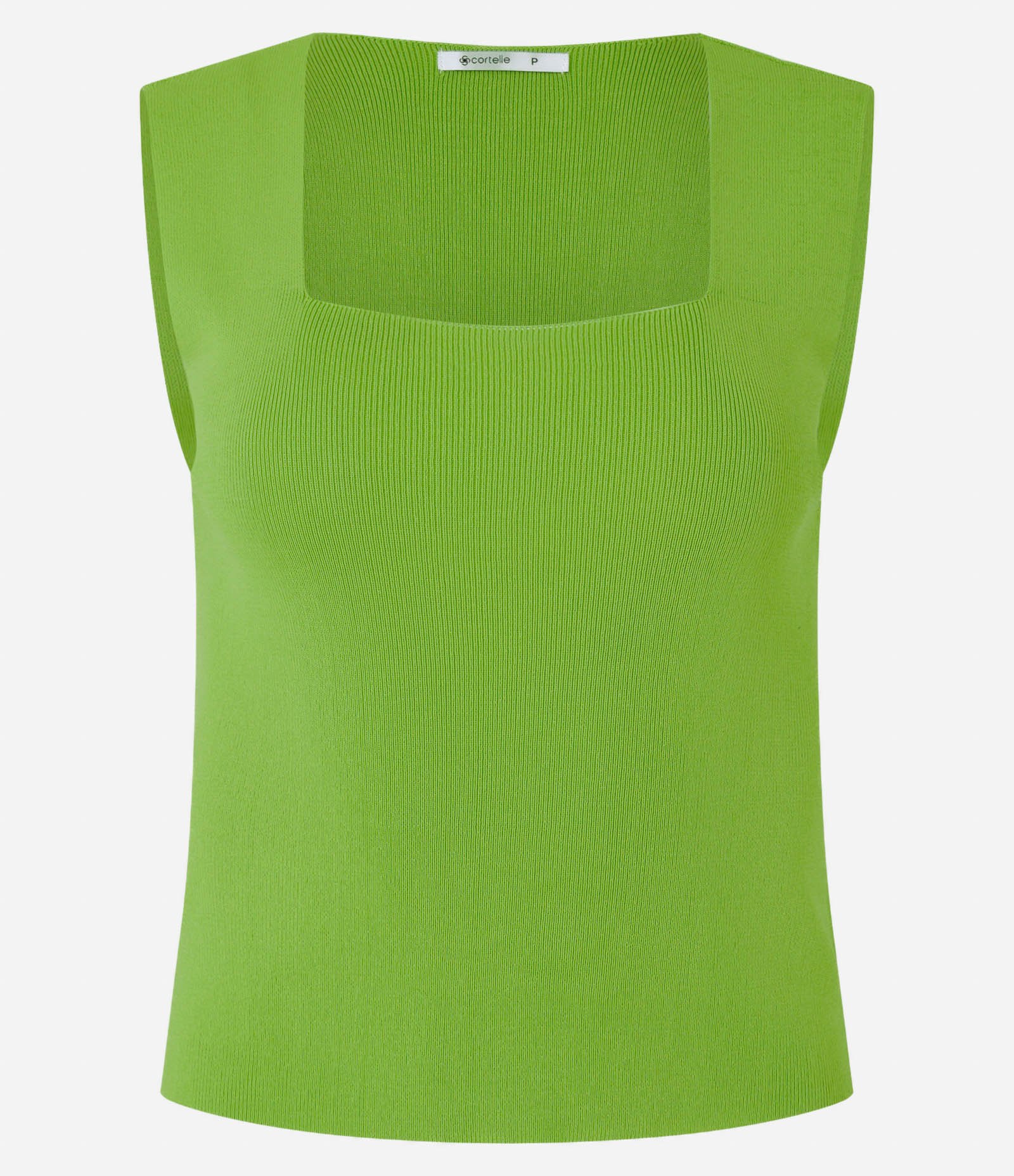 Blusa em Tricô com Decote Quadrado Verde Claro 1
