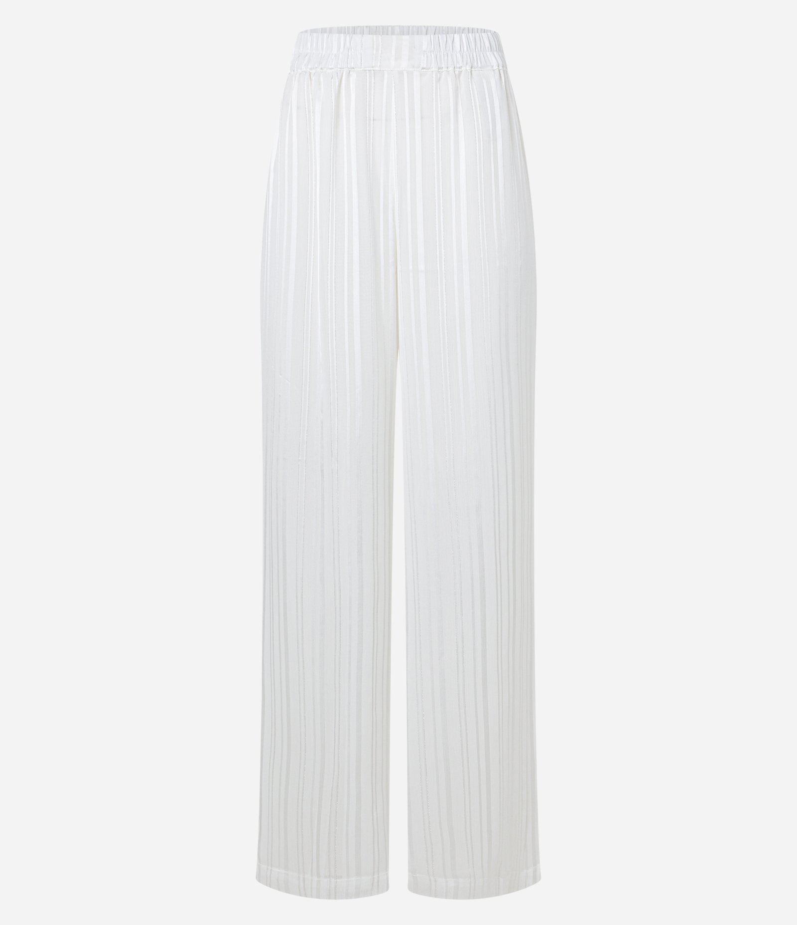 Calça Wide Leg Cintura Alta em Chiffon com Fio Metalizado Off White 5