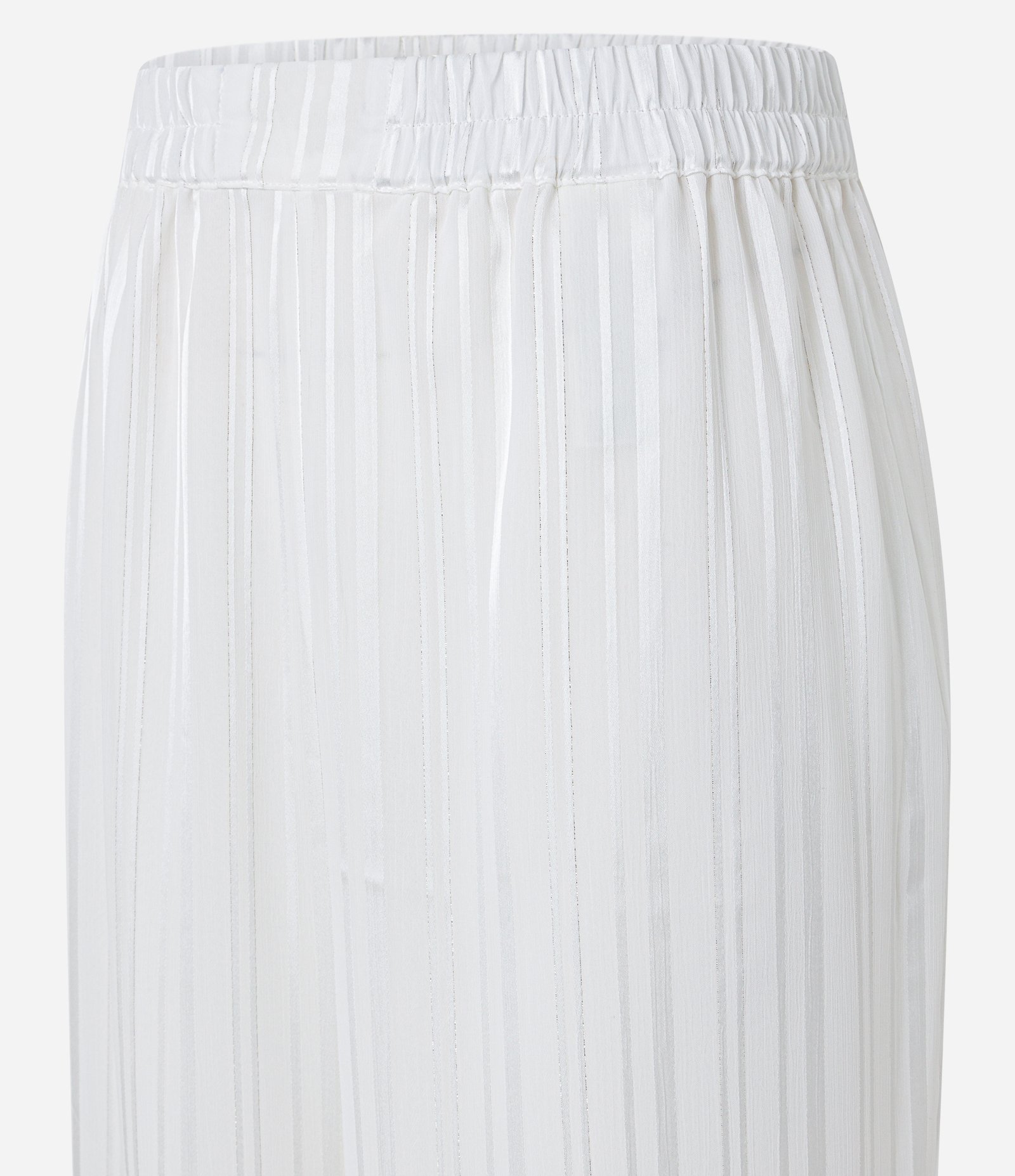 Calça Wide Leg Cintura Alta em Chiffon com Fio Metalizado Off White 6