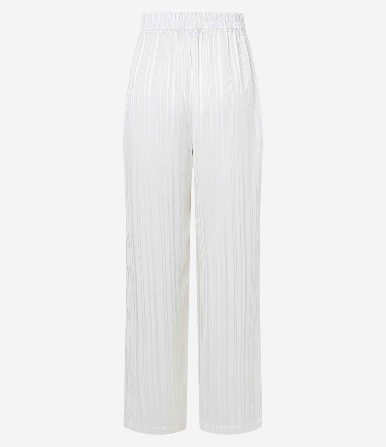 Calça Wide Leg Cintura Alta em Chiffon com Fio Metalizado Off White 7