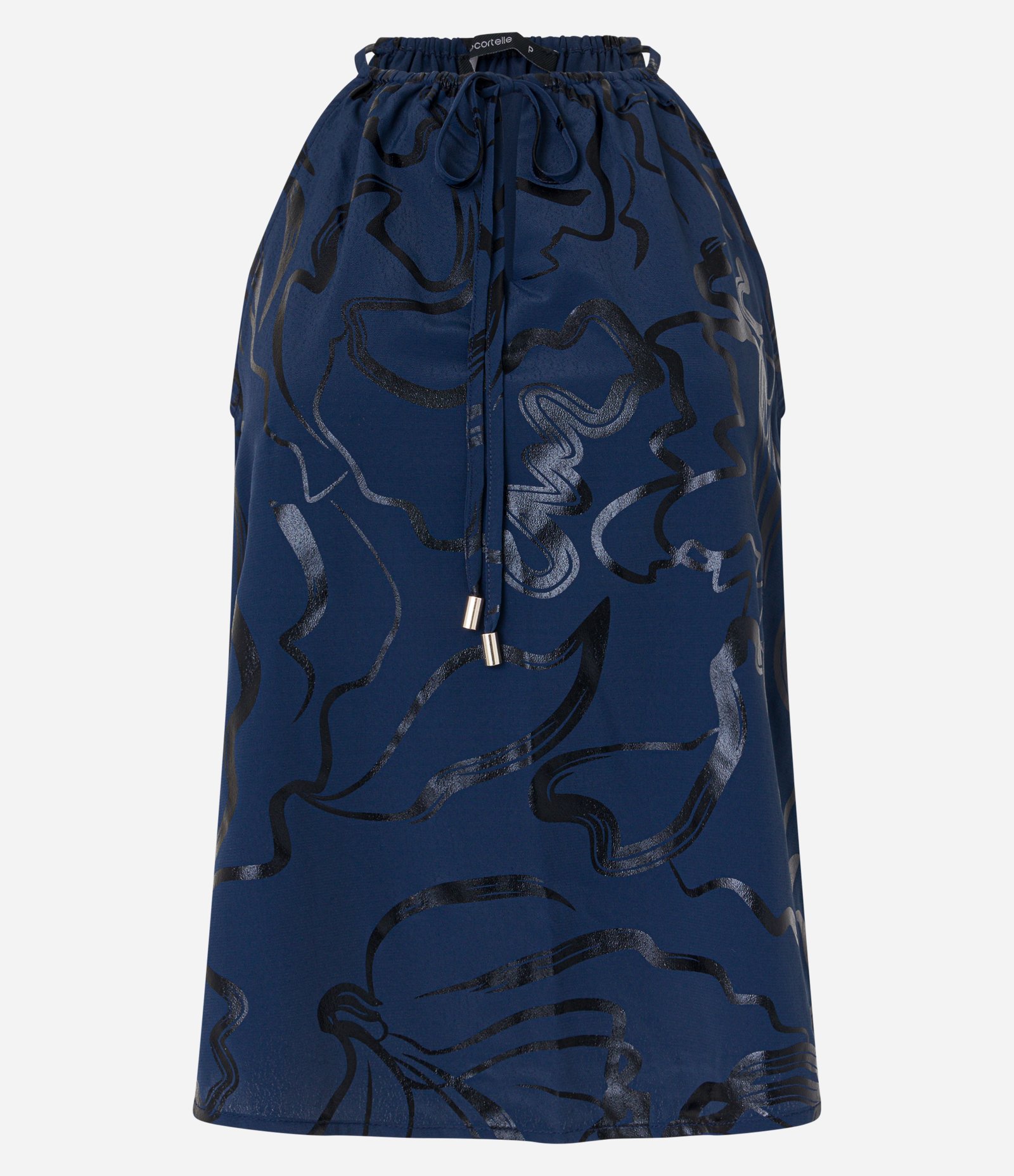 Blusa Sem Manga em Crepe com Estampa Abstrata em Foil Azul 5