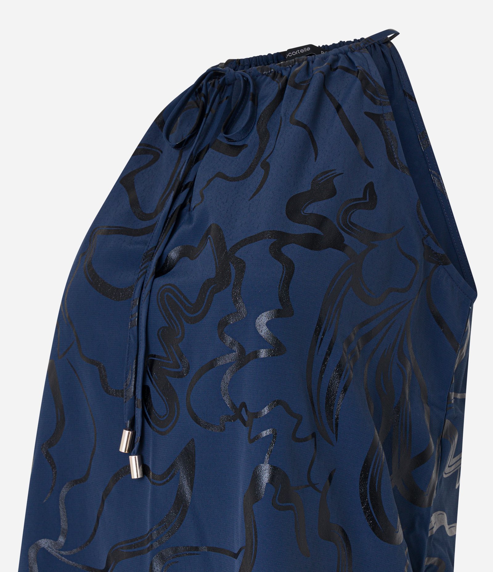 Blusa Sem Manga em Crepe com Estampa Abstrata em Foil Azul 6