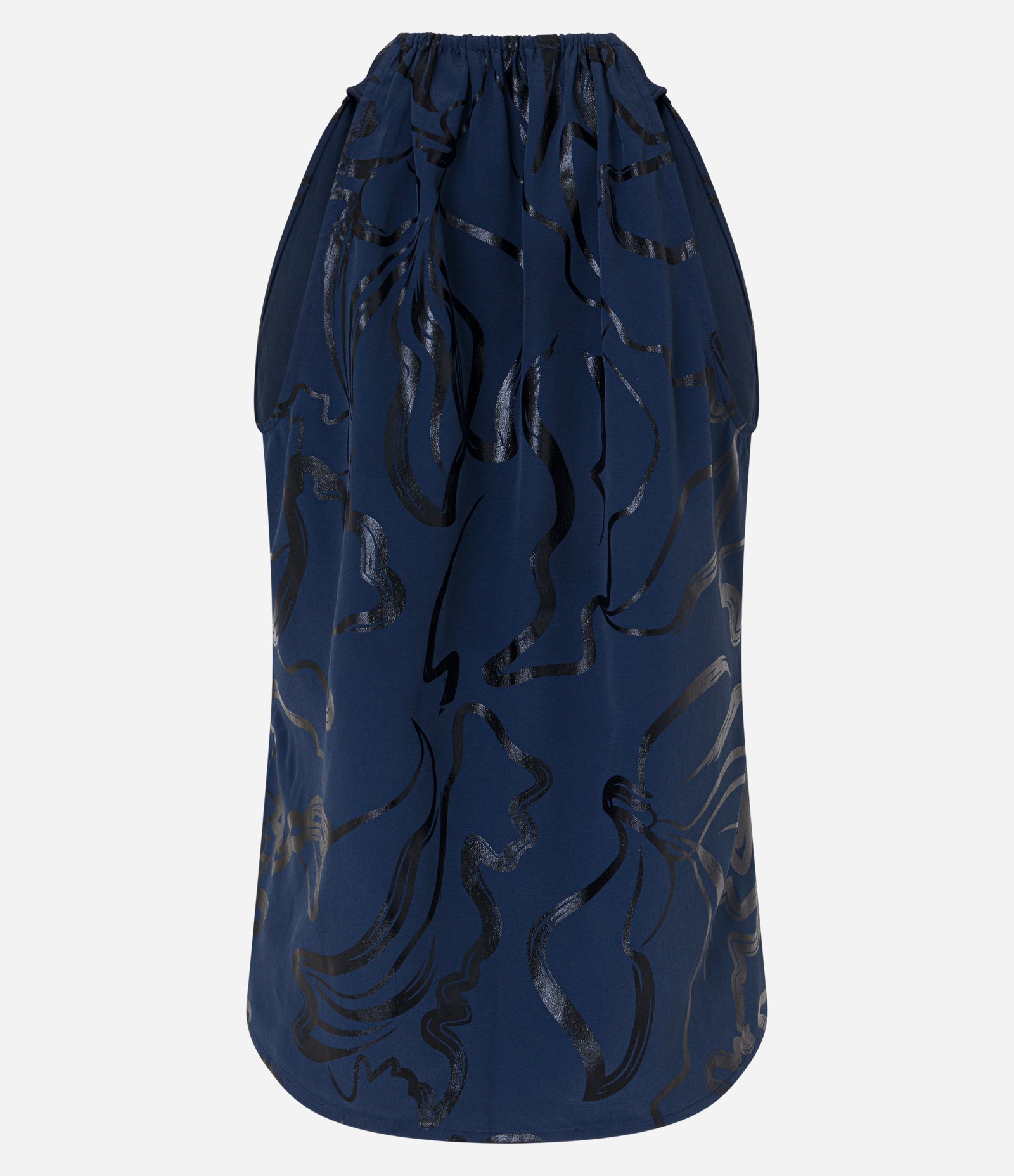 Blusa Sem Manga em Crepe com Estampa Abstrata em Foil Azul 7