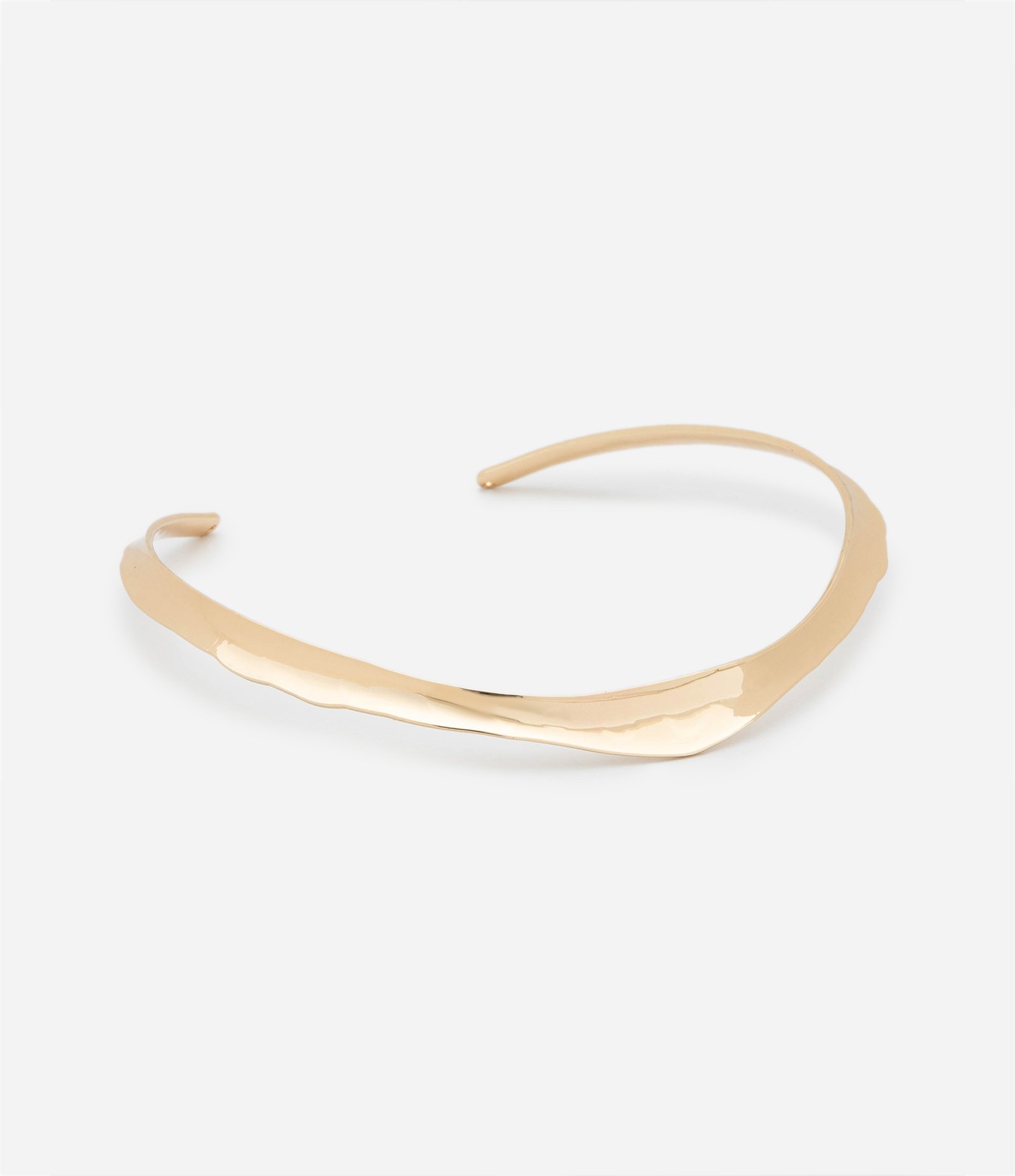 Gargantilha Rígida em Metal com Formato Irregular Dourado 3