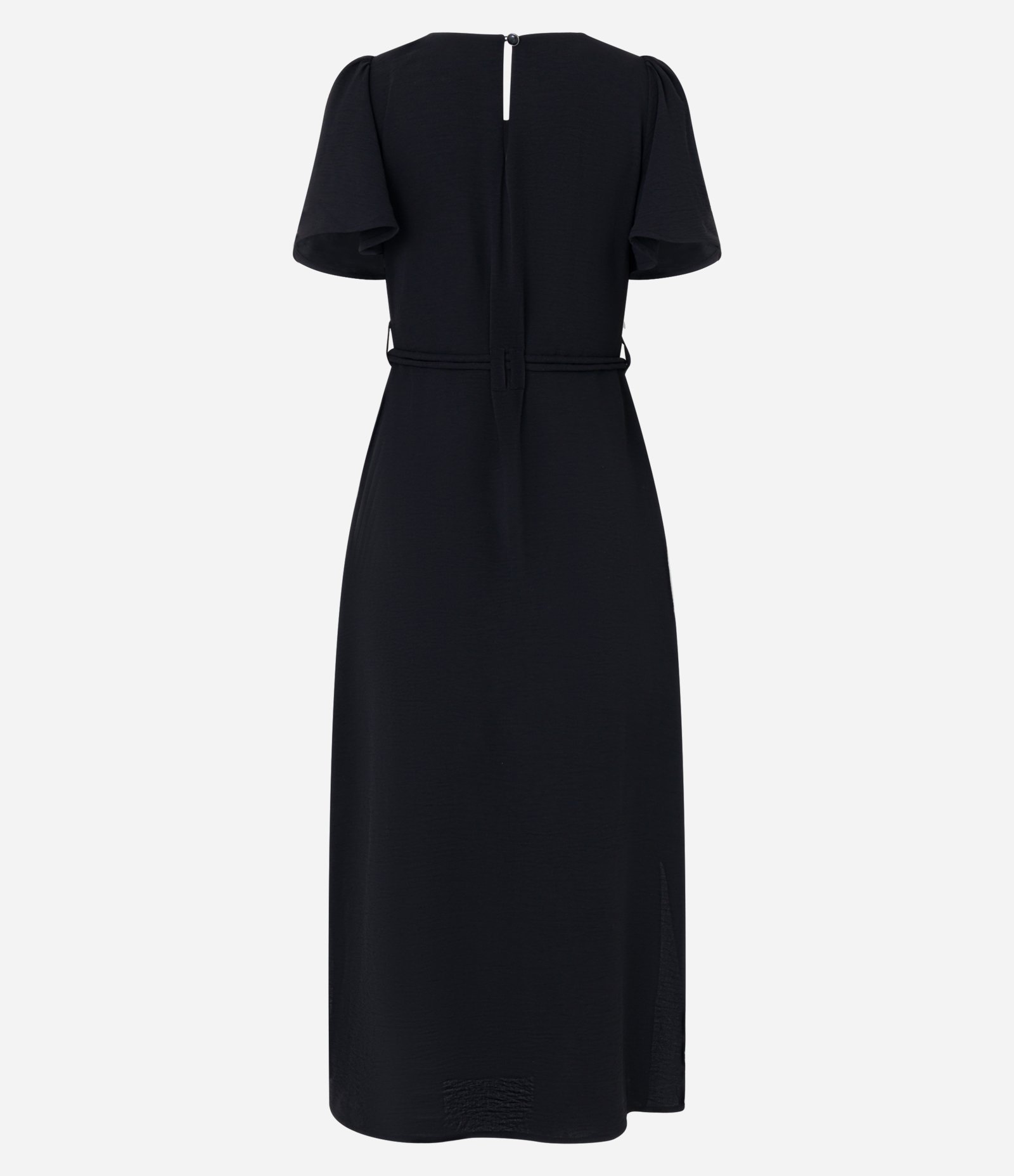 Vestido Evasê Midi com Efeito Airflow e Amarração Preto 8