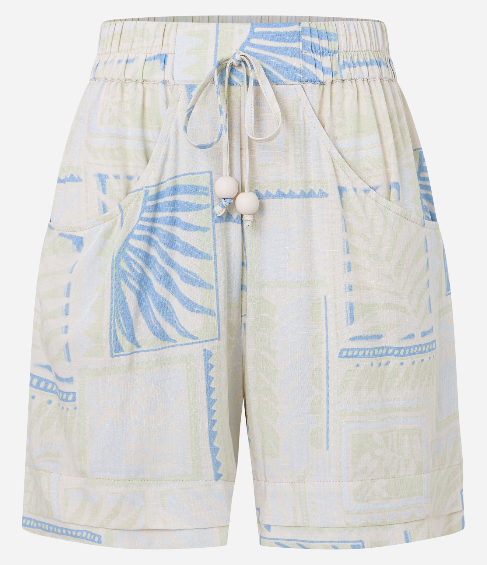 Short em Viscose com Folhagens Degradê Estampadas Bege 5