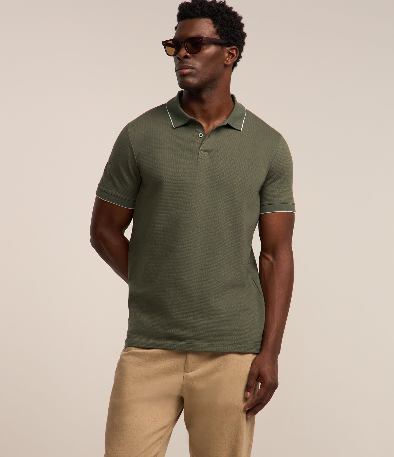 Polo em Algodão com Textura Waffle 1