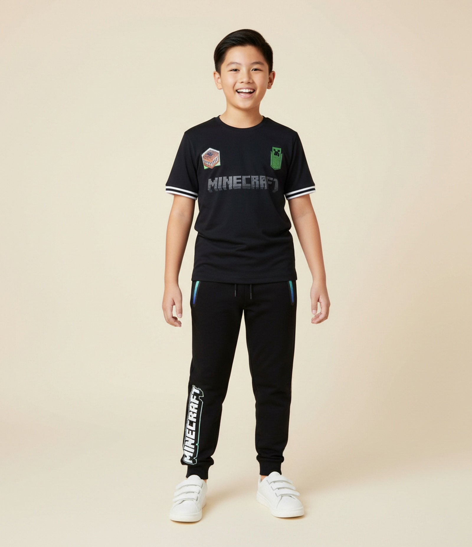 Calça Infantil Leve com Bolsos e Estampa Minecraft - Tam 5 a 14 Anos Preto 1