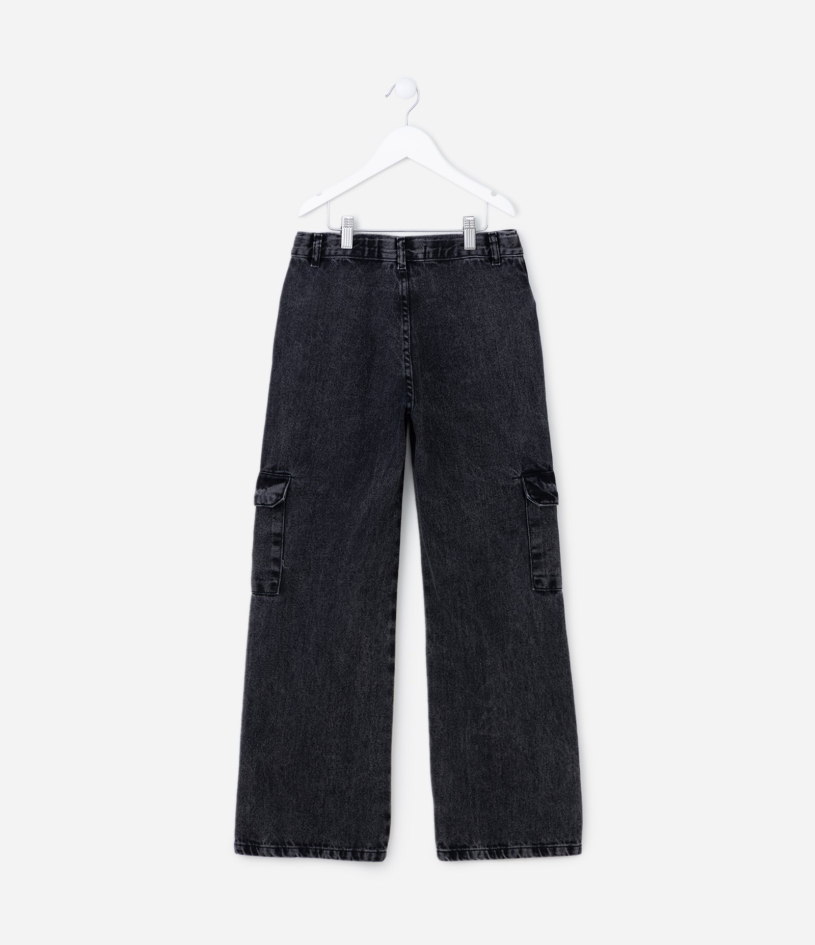 Calça Cargo Infantil em Sarja com Bolso Lateral - Tam 5 a 14 Anos Preto 4