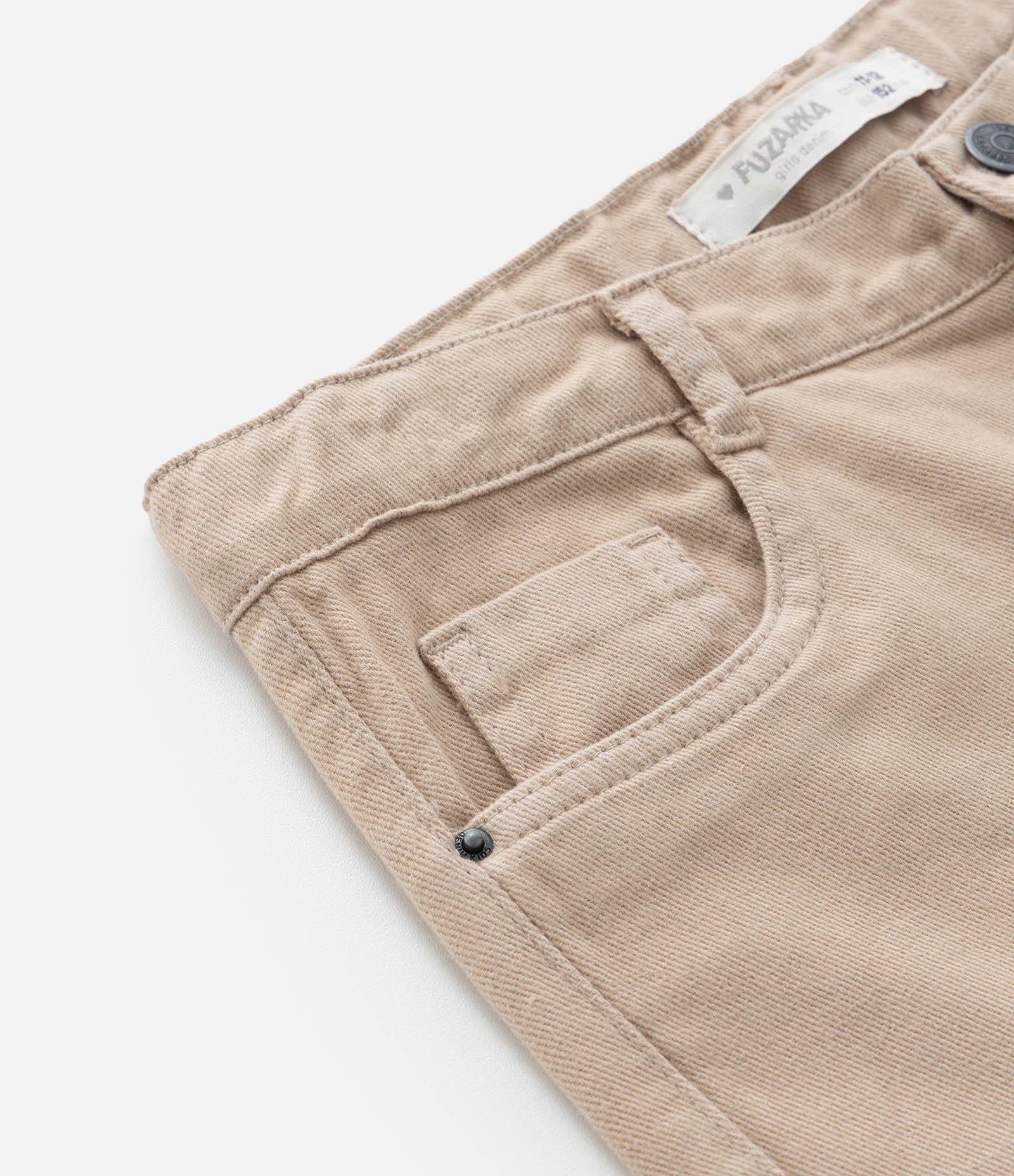 Calça Infantil em Jeans com Bolsos Cargo - Tam 5 A 14 Anos Bege 5