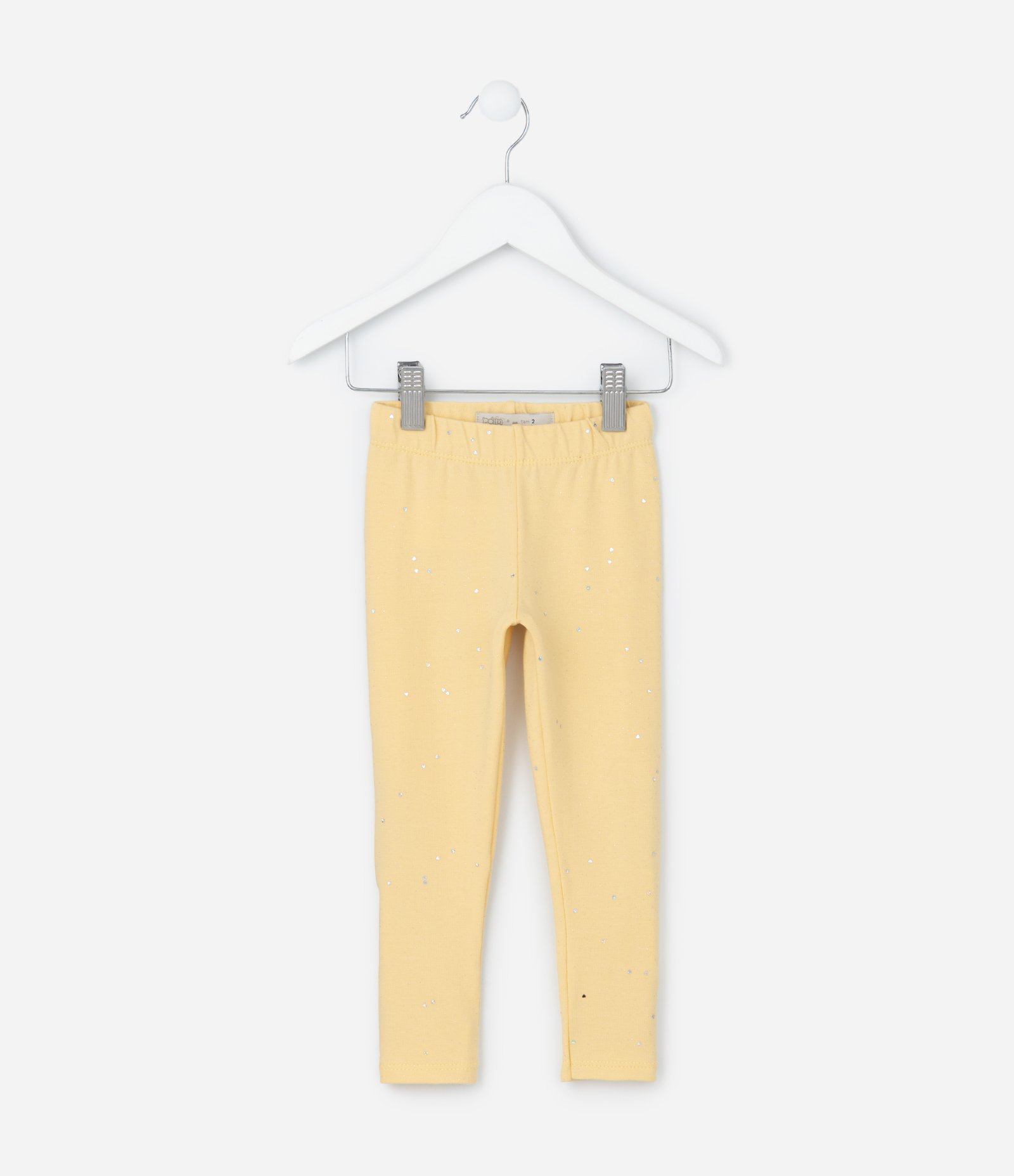 Calça Legging Infantil em Cotton com Brilhinhos - Tam 1 A 5 Anos Amarelo 2