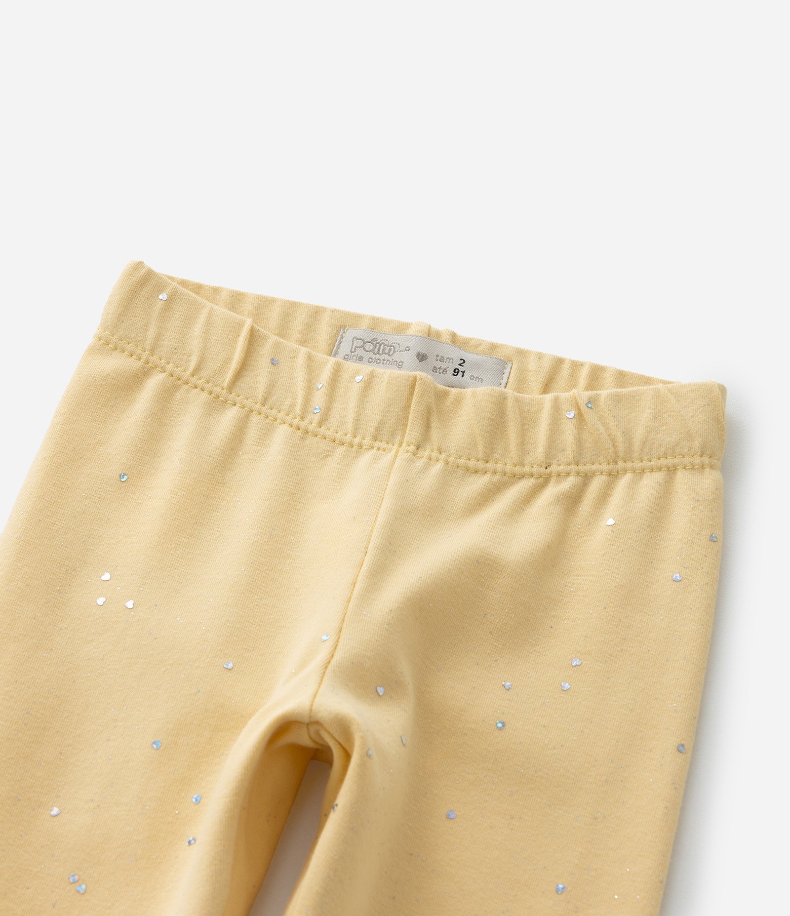 Calça Legging Infantil em Cotton com Brilhinhos - Tam 1 A 5 Anos Amarelo 6