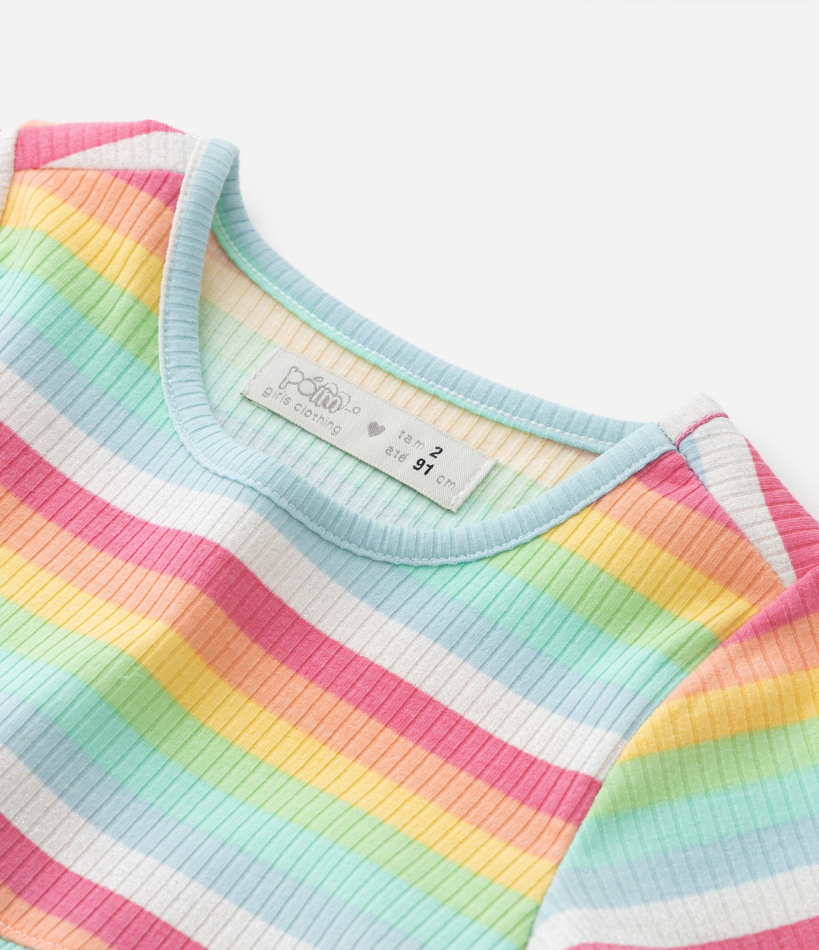 Vestido Infantil Canelado com Estampa de Listras - Tam 1 a 5 Anos Multicores 4