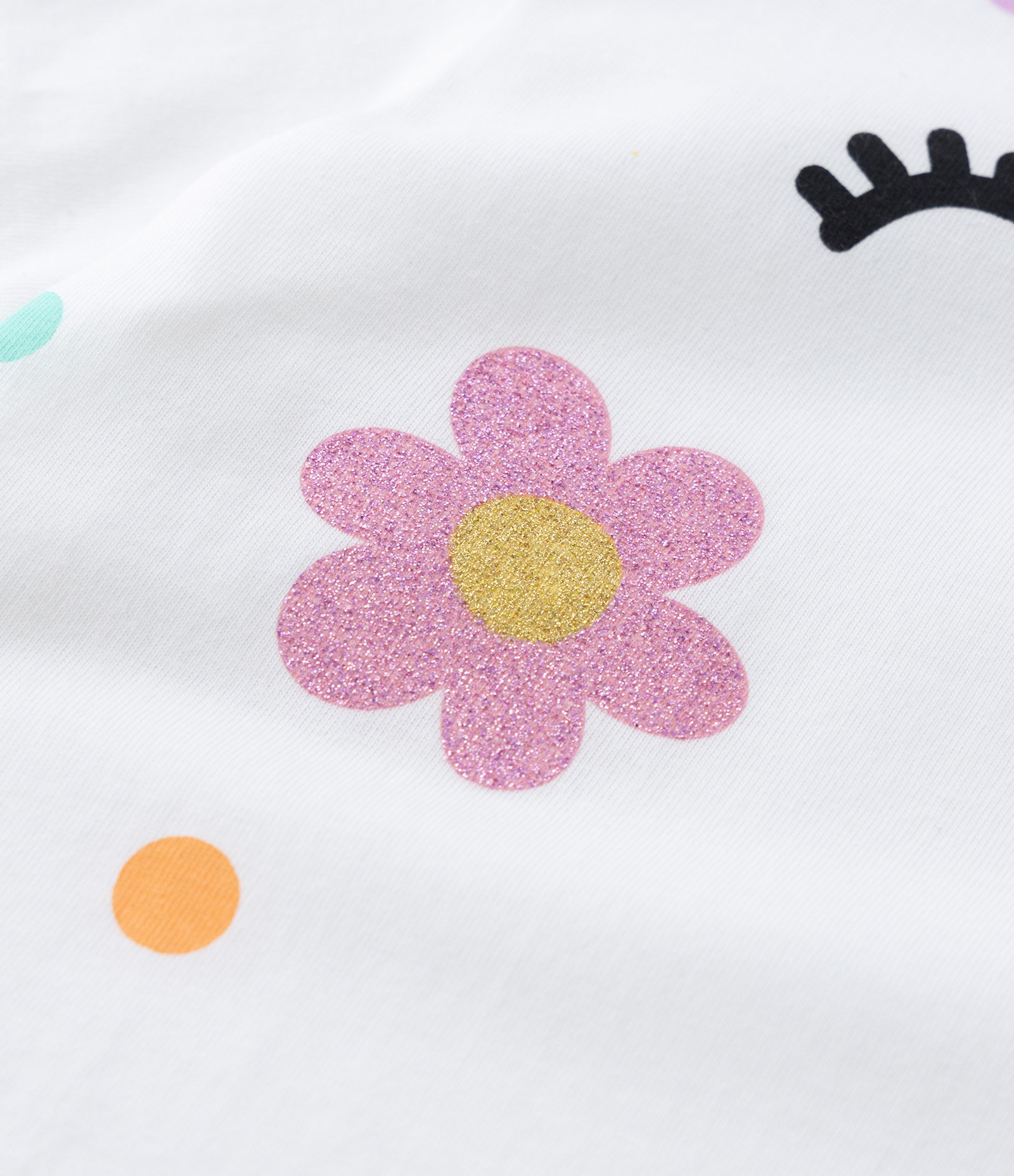 Blusa Infantil em Algodão com Estampa Carinha e Florzinhas - Tam 1 a 5 Anos Branco Neve 3