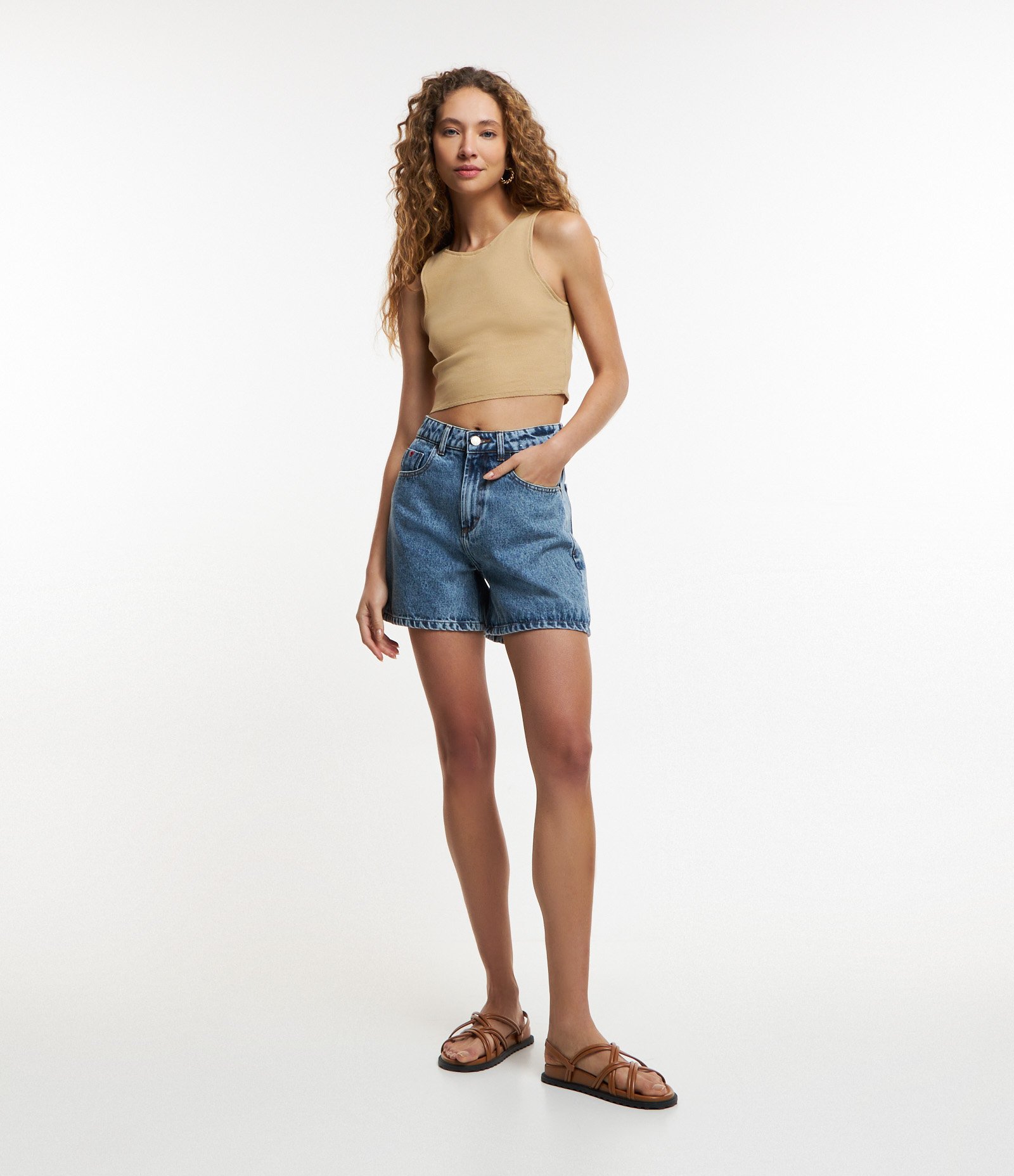 Blusa Cropped sem Manga em Algodão com Textura Canelada 2