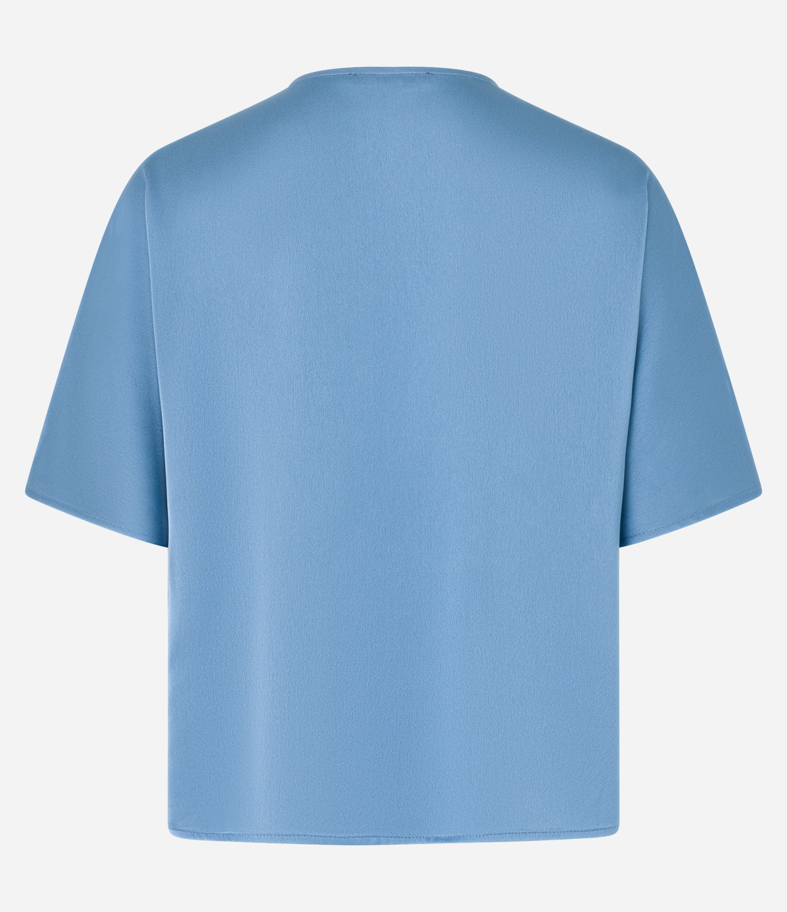 Blusa em Tecido Acetinado com Pregas na Gola Azul Perolado 6