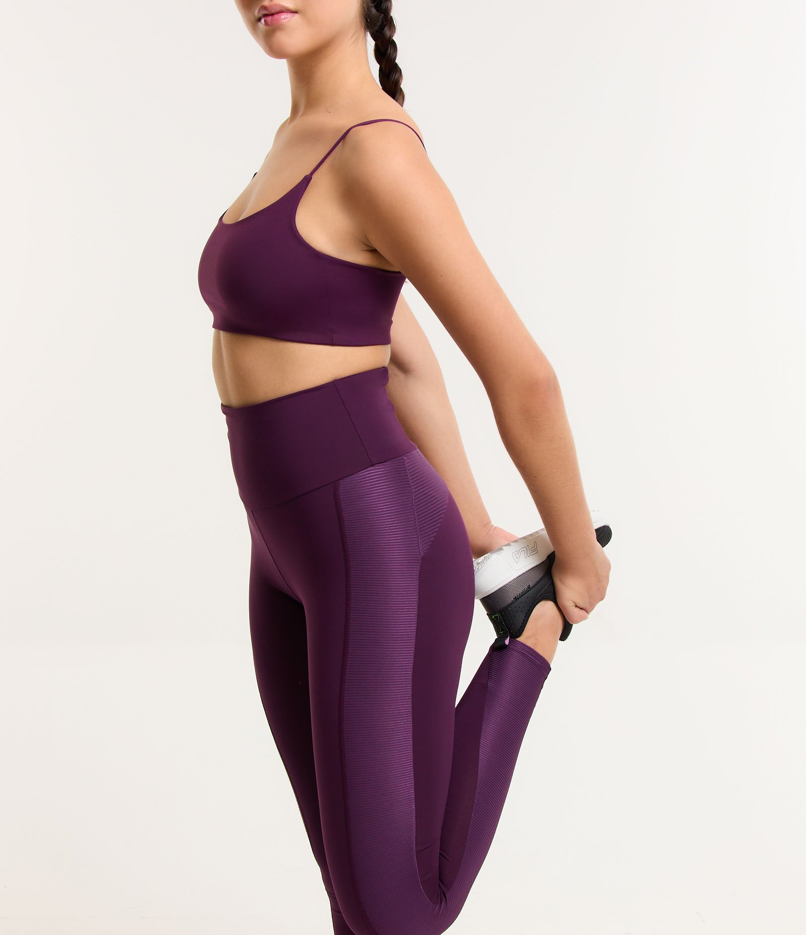 Calça Legging Esportiva em Poliamida com Detalhe Texturizado Roxo 5