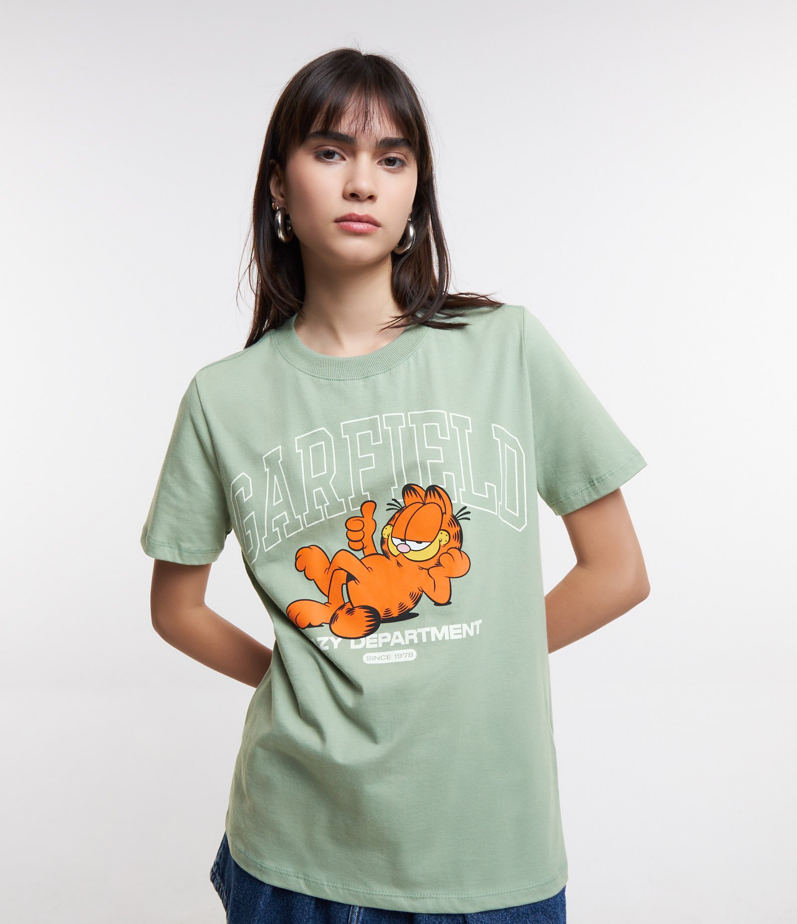 Camiseta em Algodão Estampa Garfield Verde 4