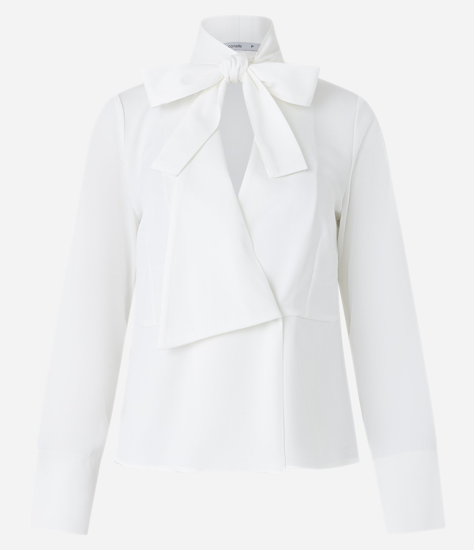 Blusa em Crepe com Gola Laço e Lapela Assimétrica Branco Neve 6
