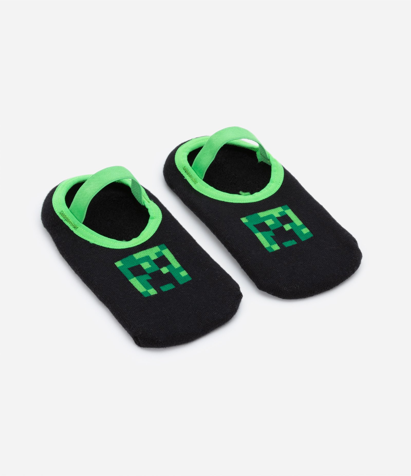 Meia Sapatilha Infantil com Antiderrapante e Estampa Minecraft - Tam 19 ao 34 Preto 1