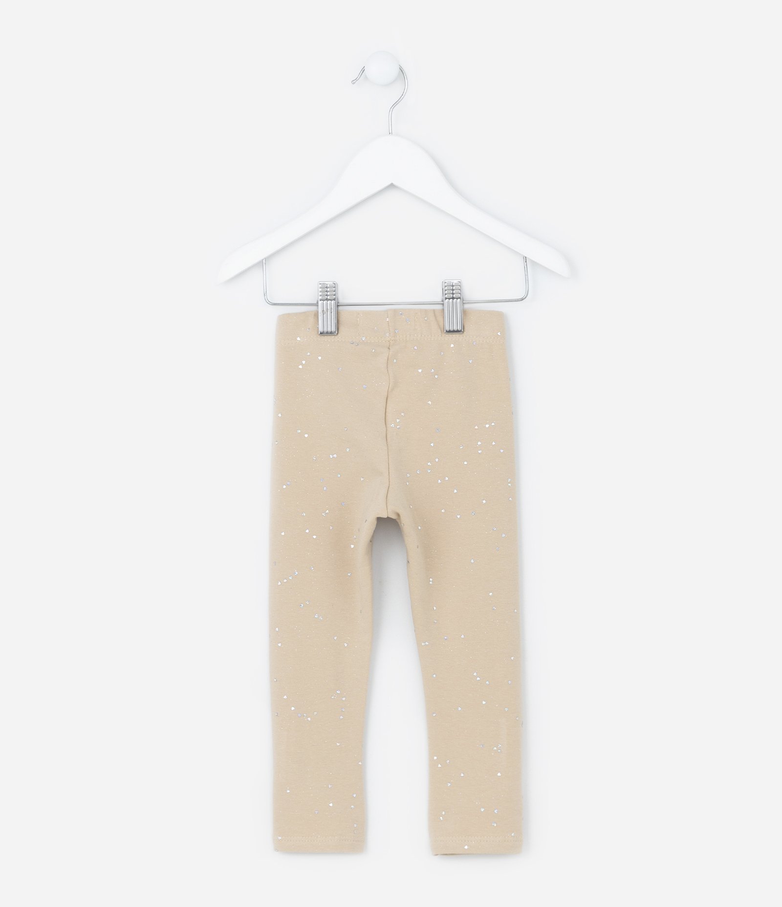 Calça Legging Infantil em Cotton com Brilhinhos - Tam 1 A 5 Anos Bege 2