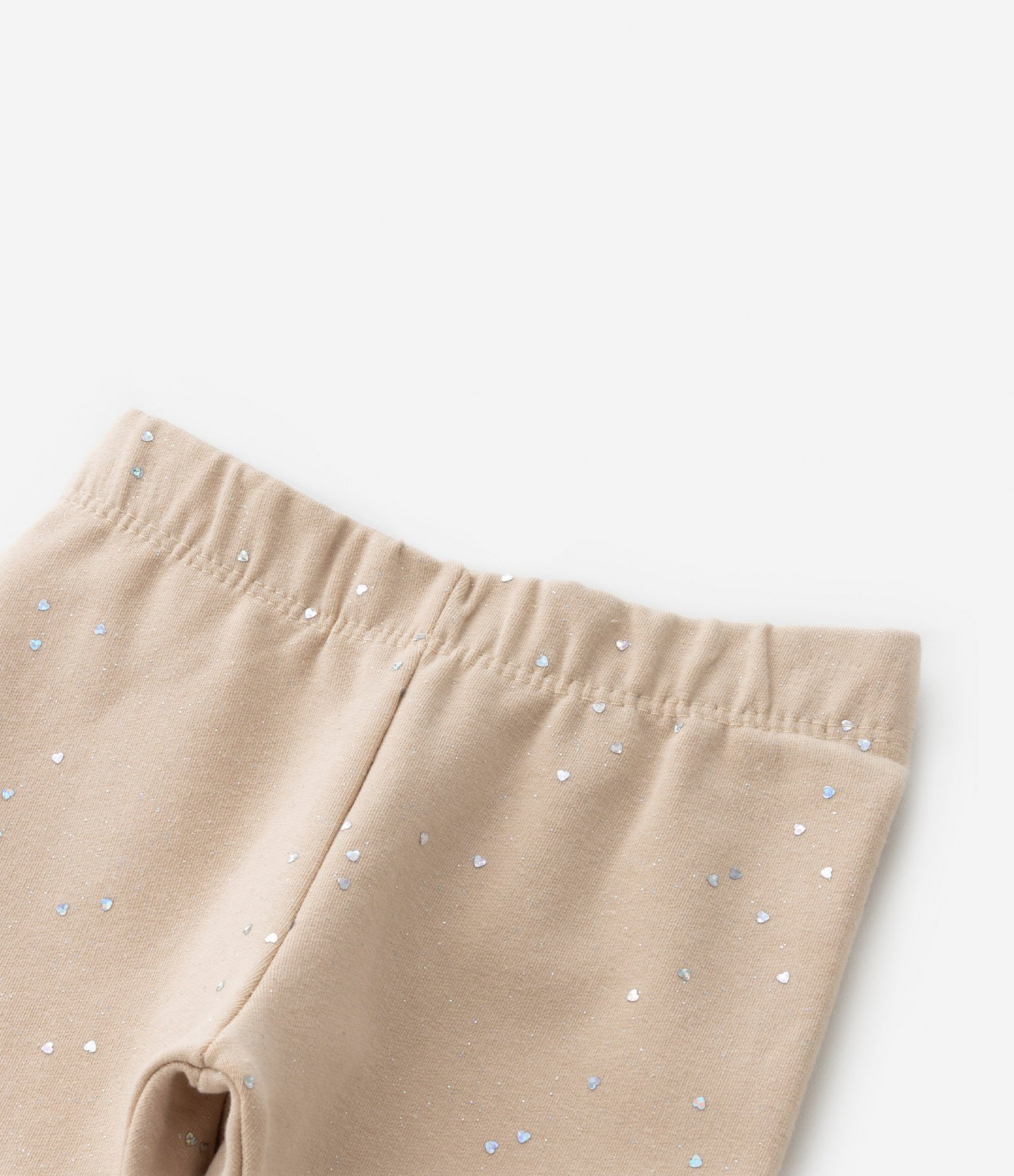 Calça Legging Infantil em Cotton com Brilhinhos - Tam 1 A 5 Anos Bege 4