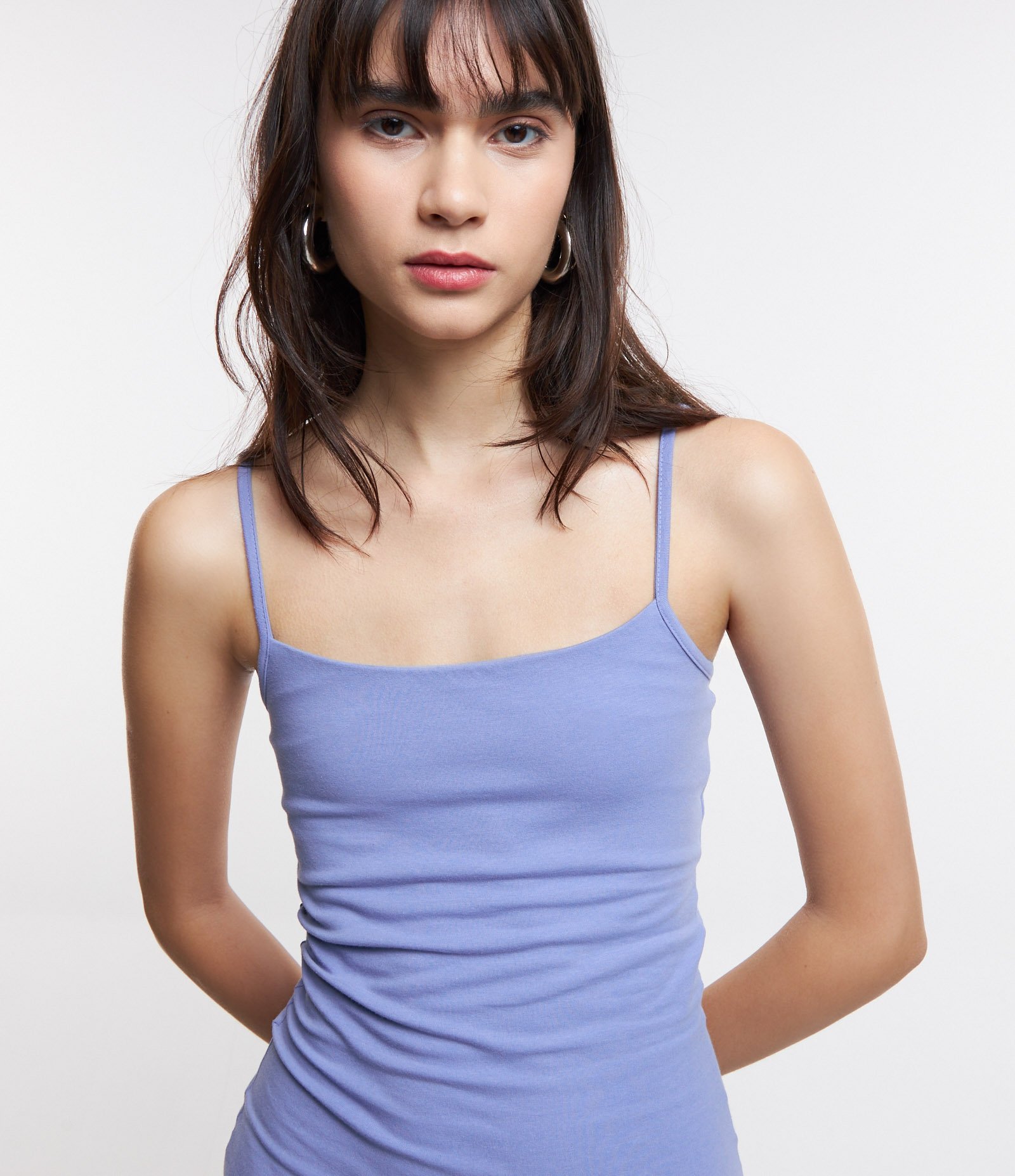 Vestido Curto em Cotton com Alças Finas Lilás 4