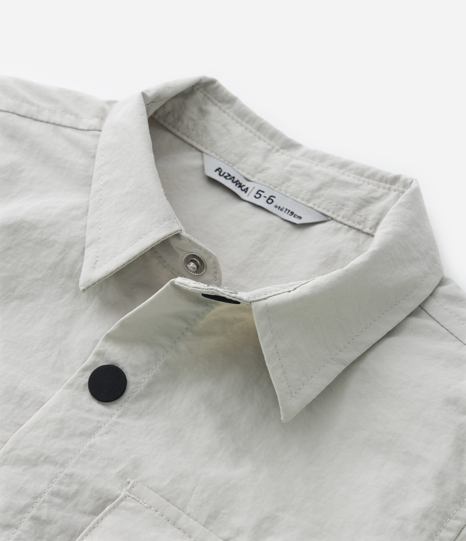 Camisa Infantil com Bolsos e Lapela - Tam 5 a 14 Anos Cinza 4