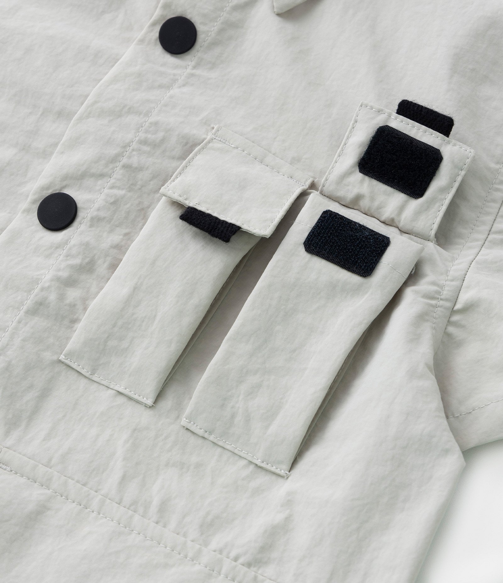 Camisa Infantil com Bolsos e Lapela - Tam 5 a 14 Anos Cinza 5