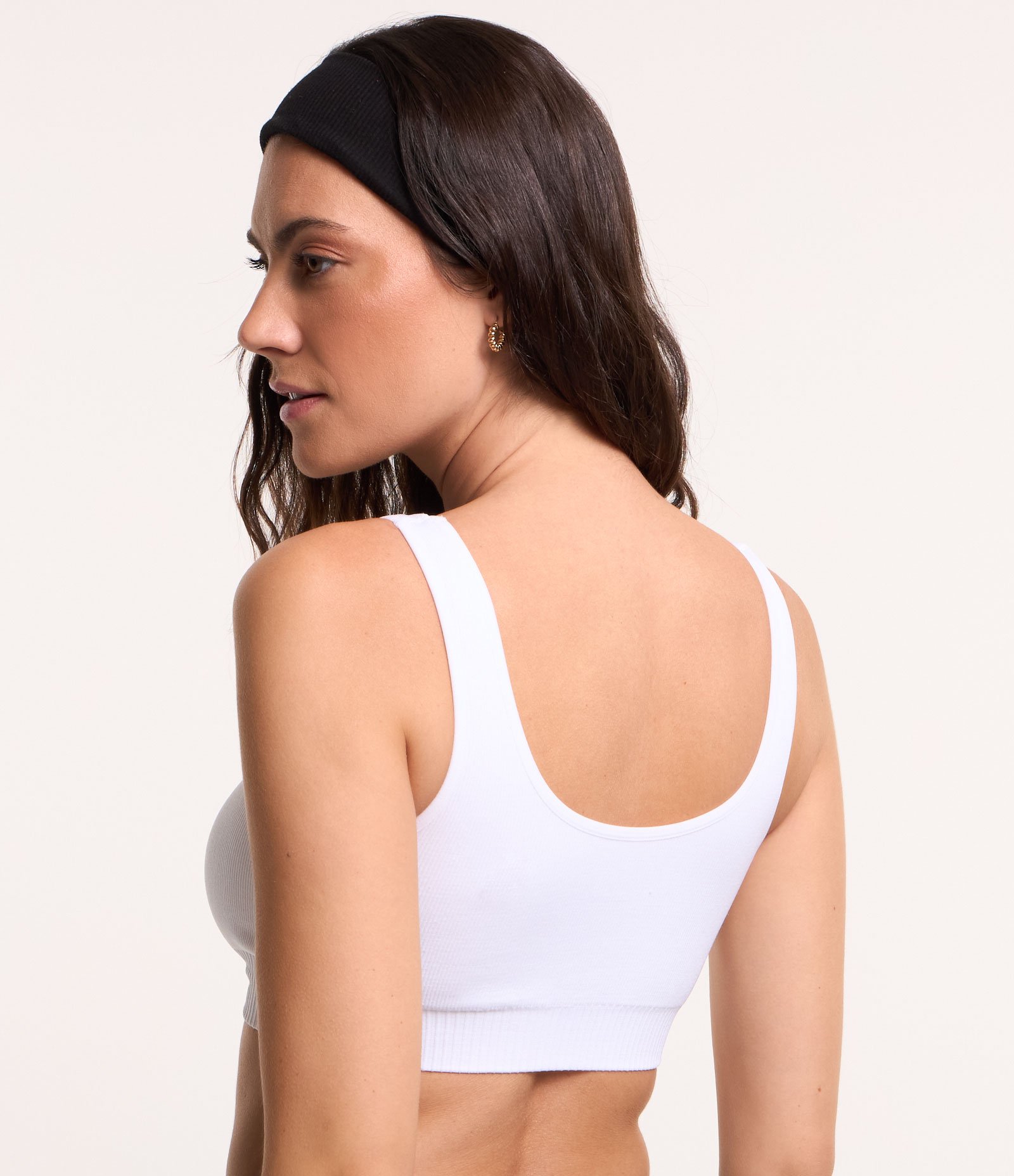 Top Esportivo sem Bojo Seamless com Texturas Branco 3