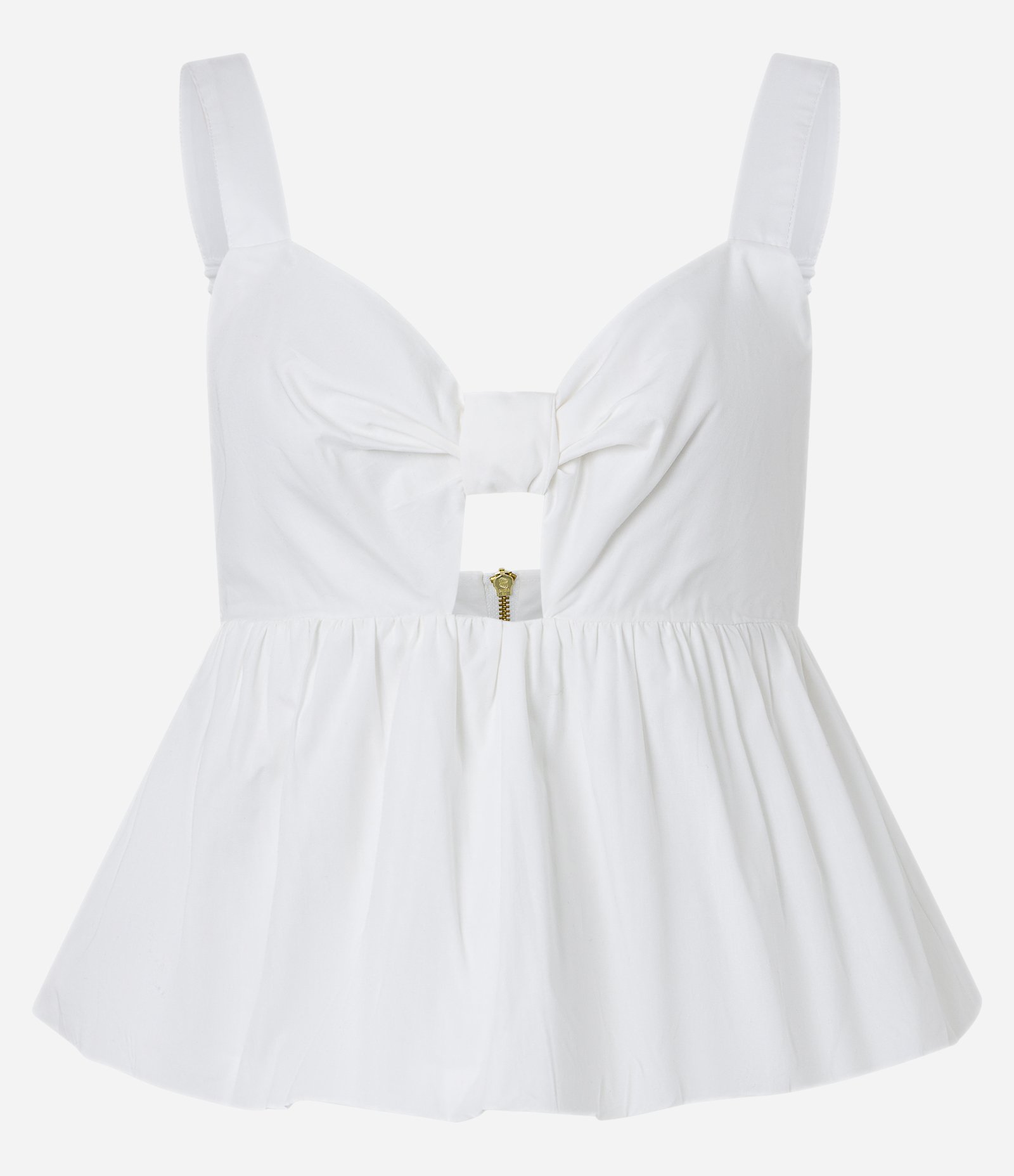 Blusa sem Manga em Tricoline com Zíper nas Costas e Babado na Barra Branco Neve 5