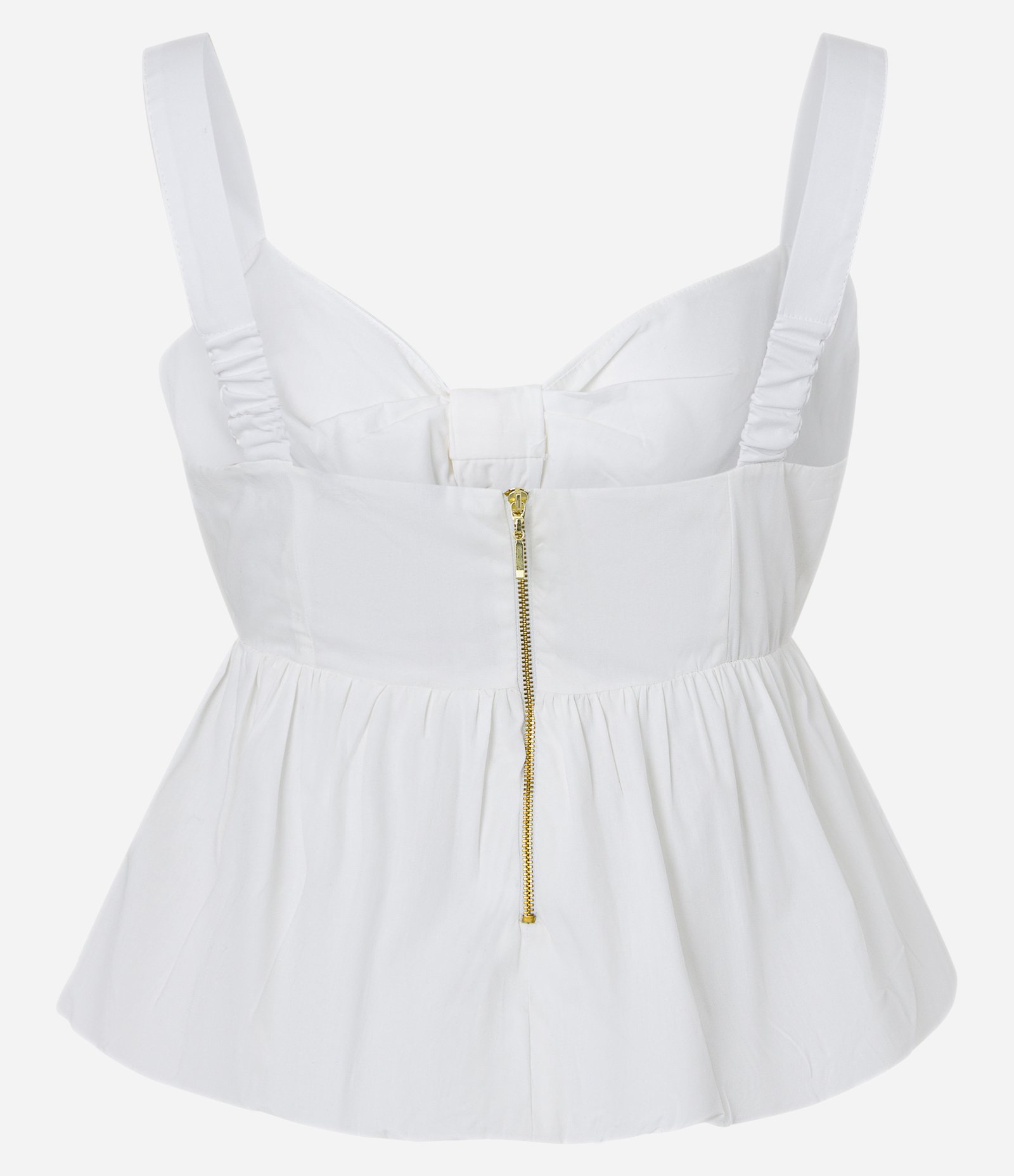 Blusa sem Manga em Tricoline com Zíper nas Costas e Babado na Barra Branco Neve 6