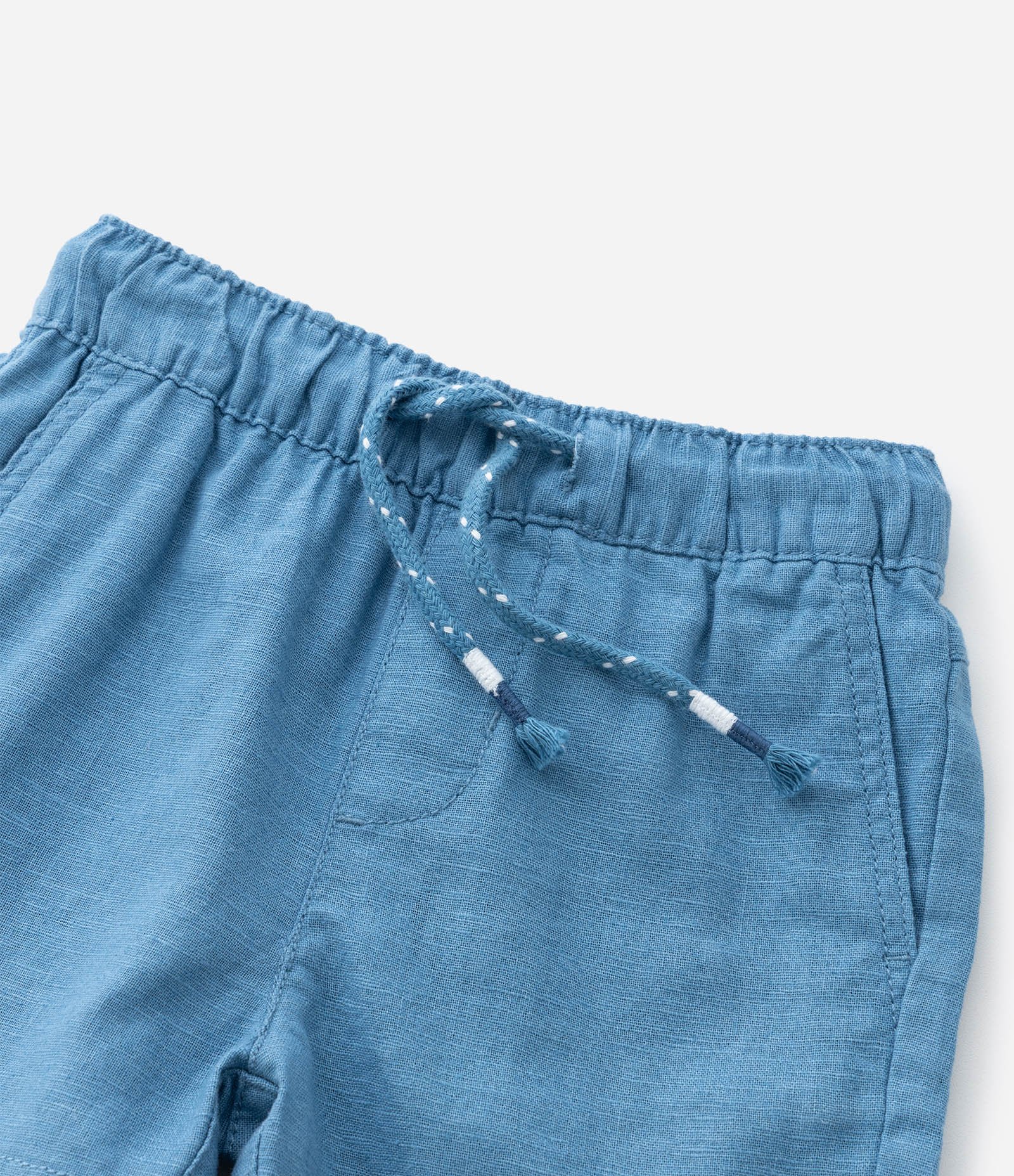 Bermuda Infantil em Linho com Bolsinho - Tam 1 a 5 Anos Azul 7