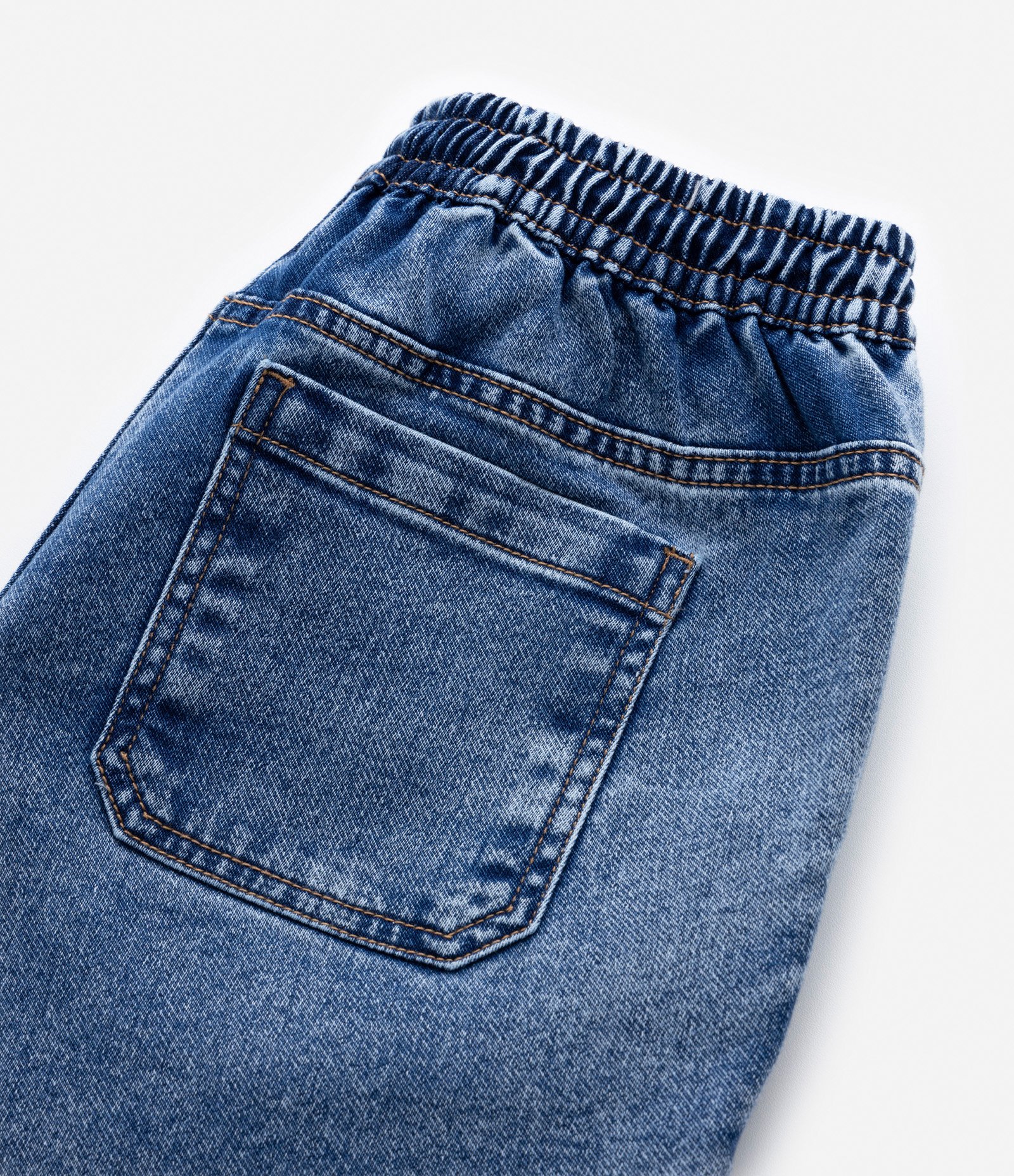 Bermuda Infantil em Jeans com Cós Elástico - Tam 5 a 14 anos Azul Escuro 5