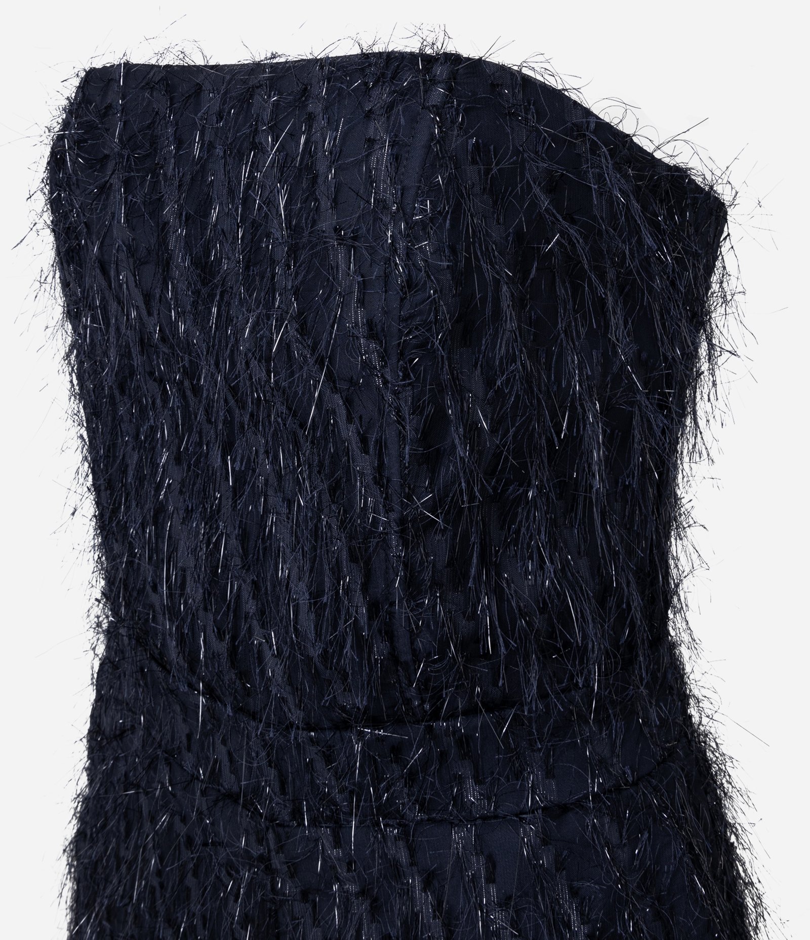 Macacão Wide Leg Tomara Que Caia em Chiffon com Pelos Azul 7