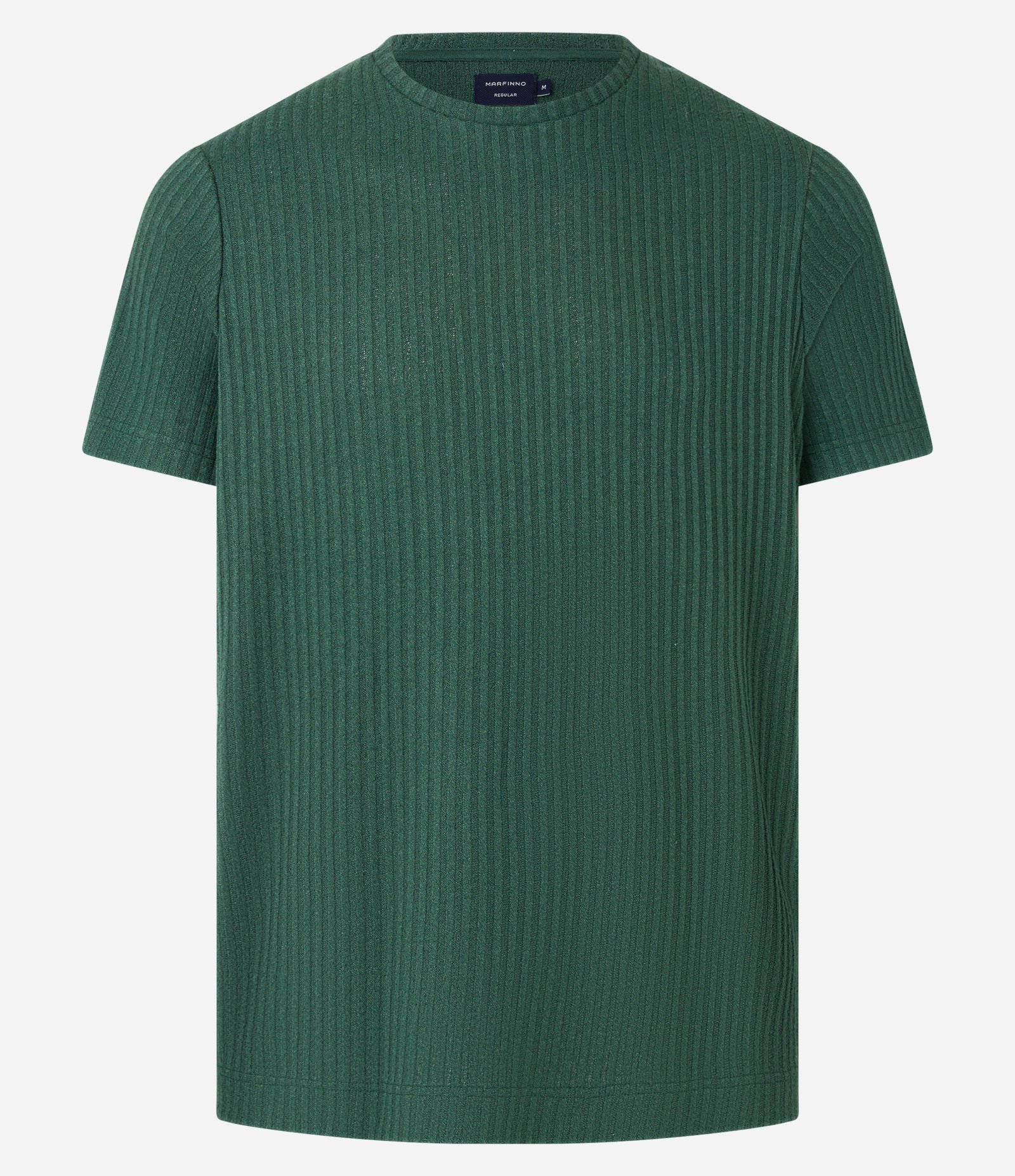Camiseta Regular com Textura Canelada e Barra Larga Verde 6