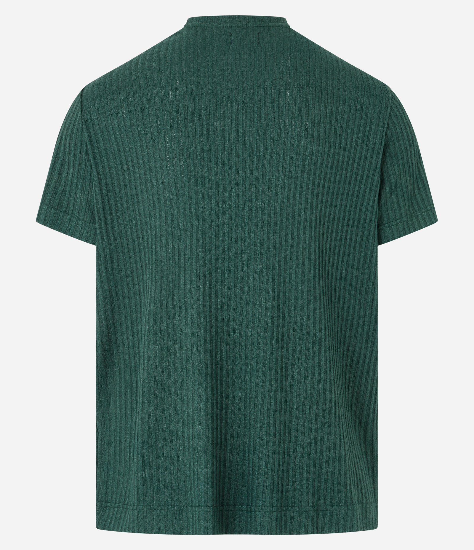 Camiseta Regular com Textura Canelada e Barra Larga Verde 8