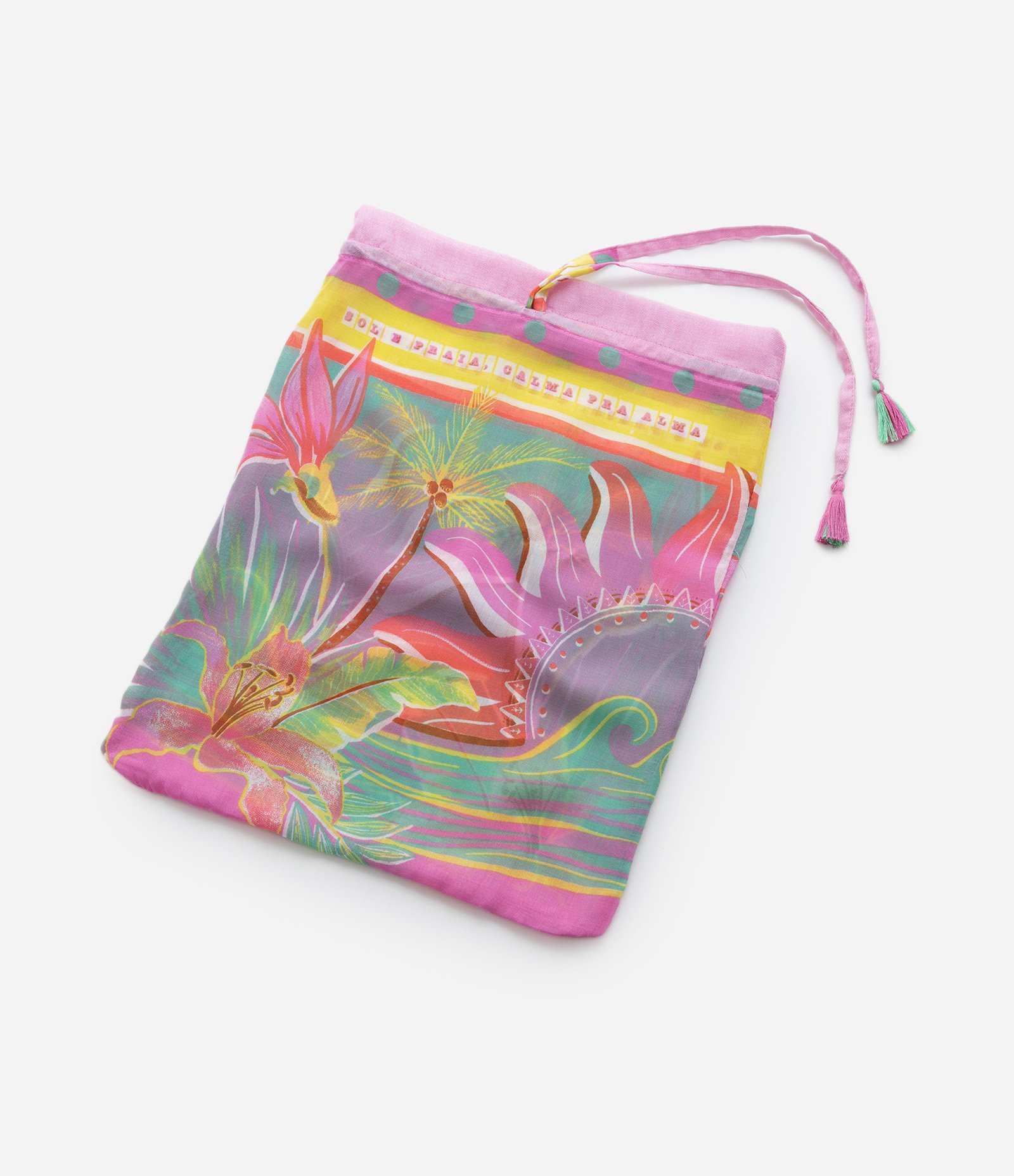 Canga de Praia em Chiffon com Estampa de Sol e Praia Roxo 3