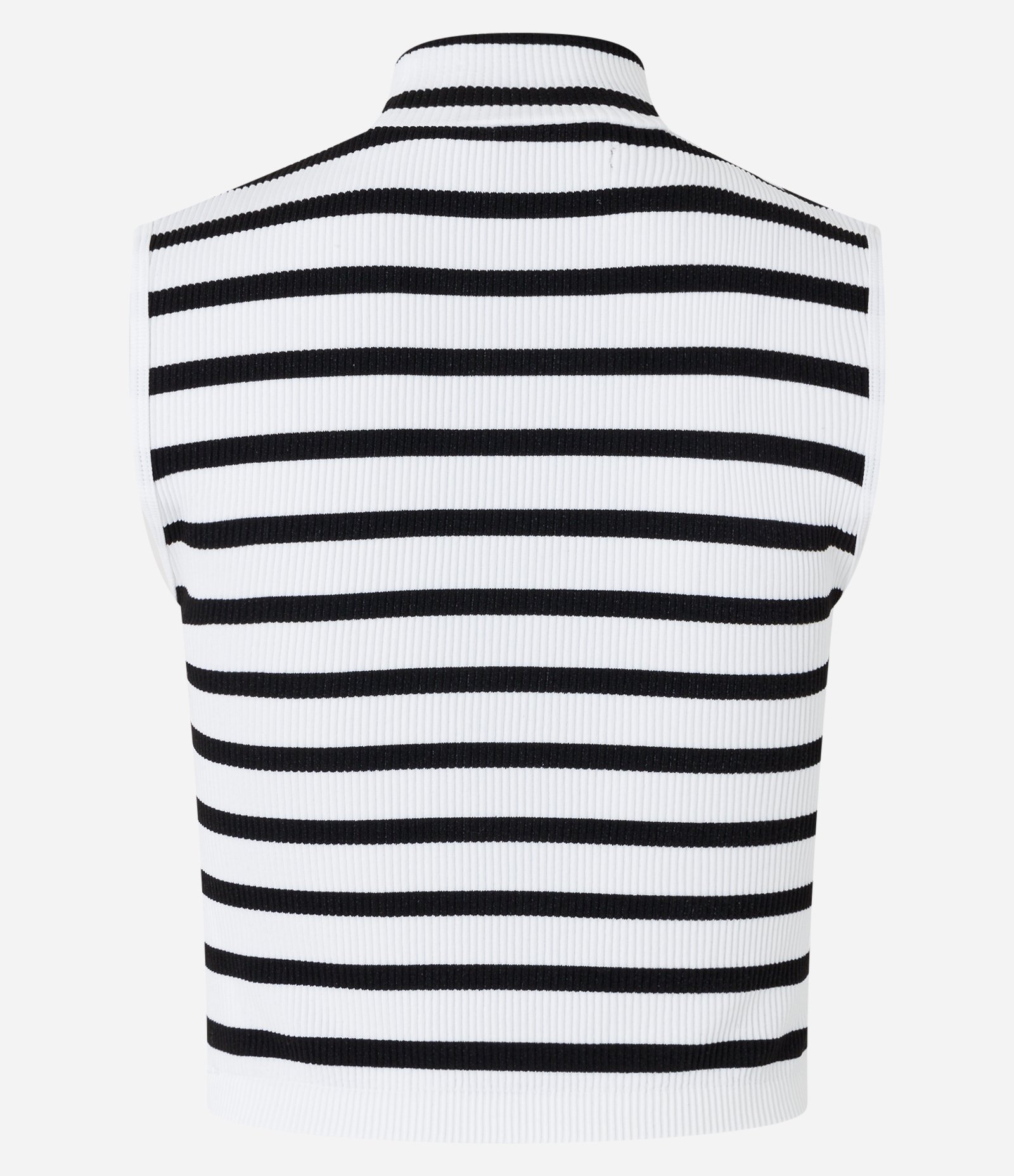 Blusa sem Manga em Seamless com Golinha Alta e Listras Branco 6