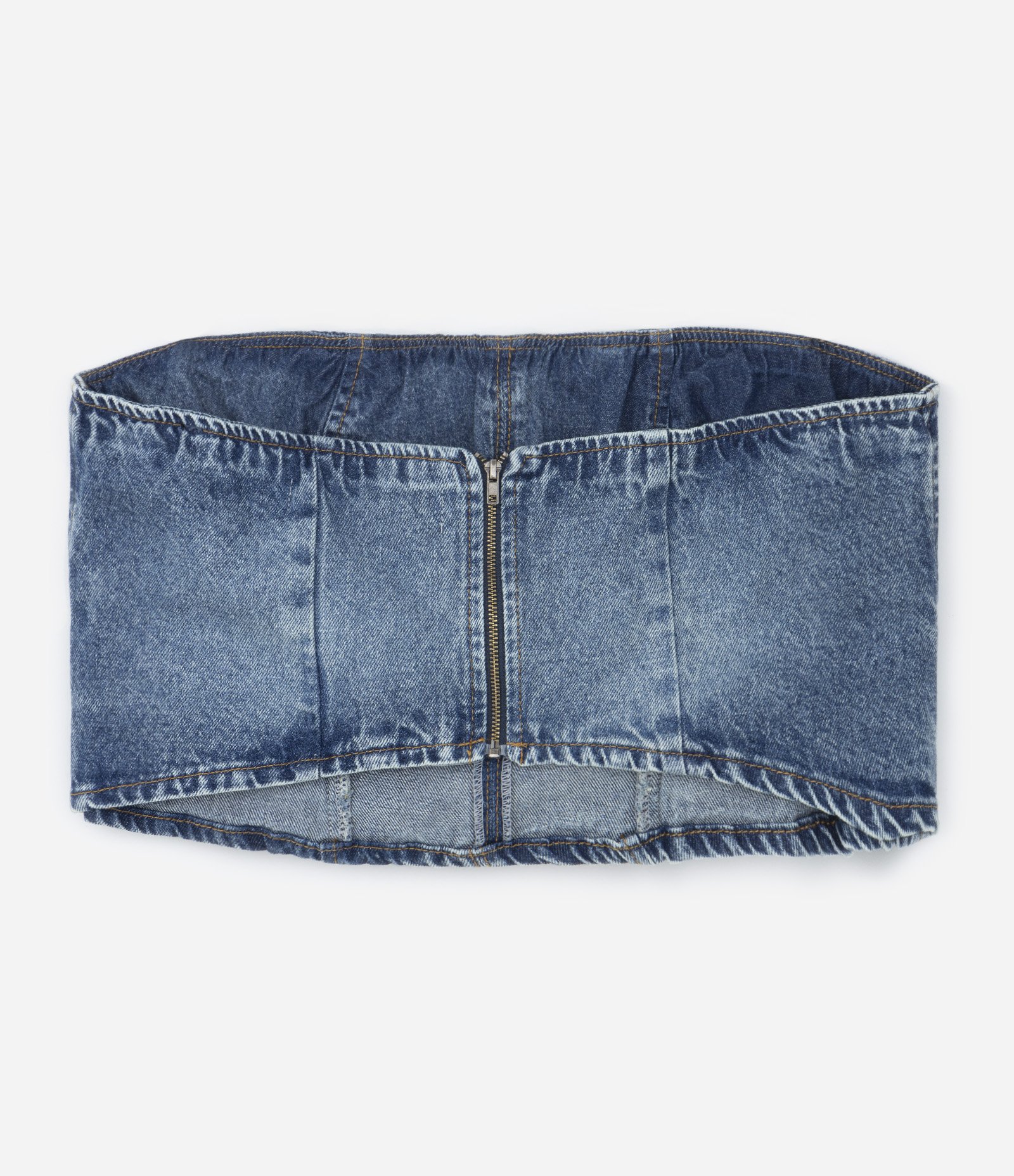 Top sem Alças em Jeans com Fivelas Curve & Plus Size Azul Jeans 7