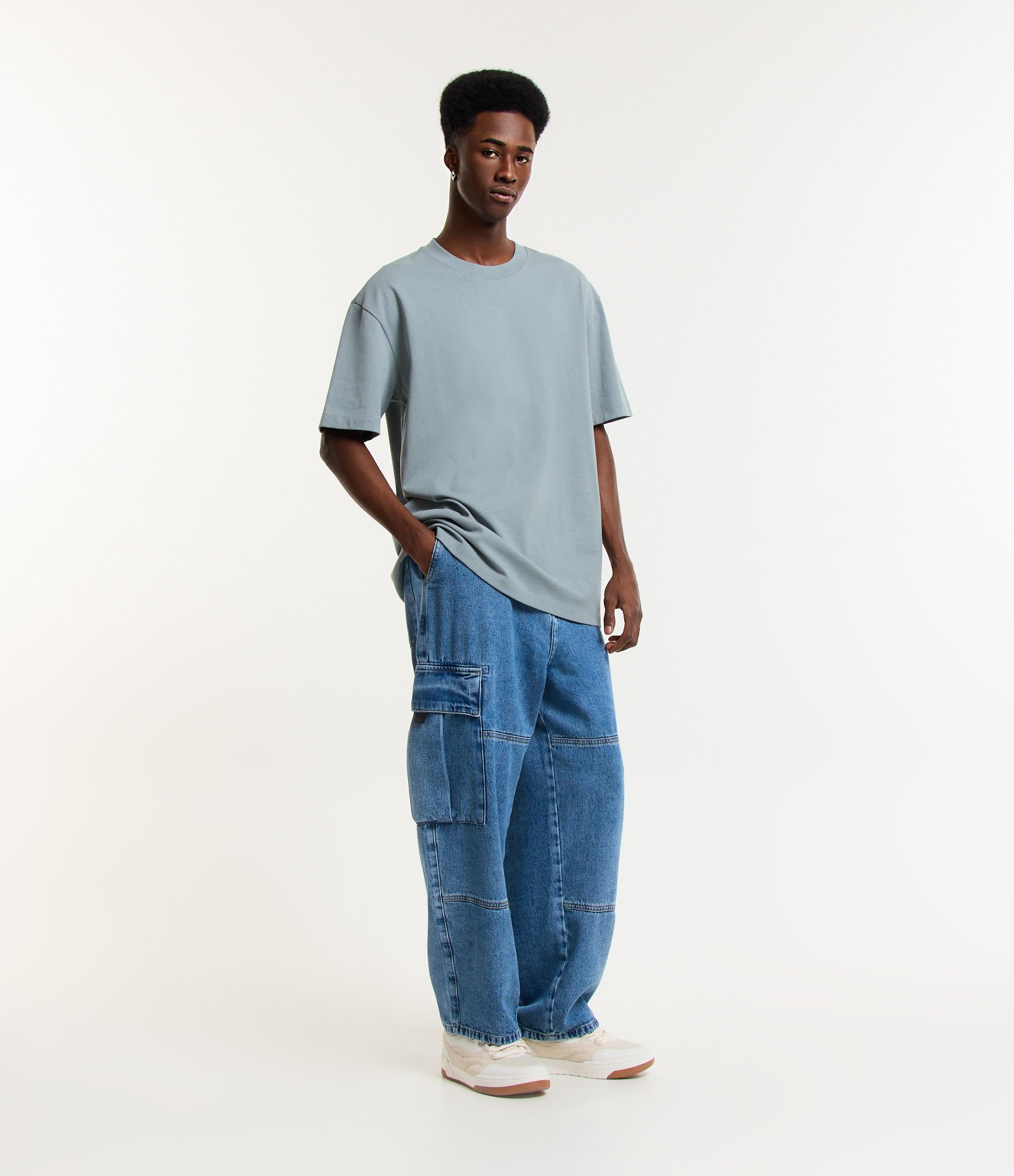 Camiseta Relaxed em Algodão com Efeito Pesado Cinza 2