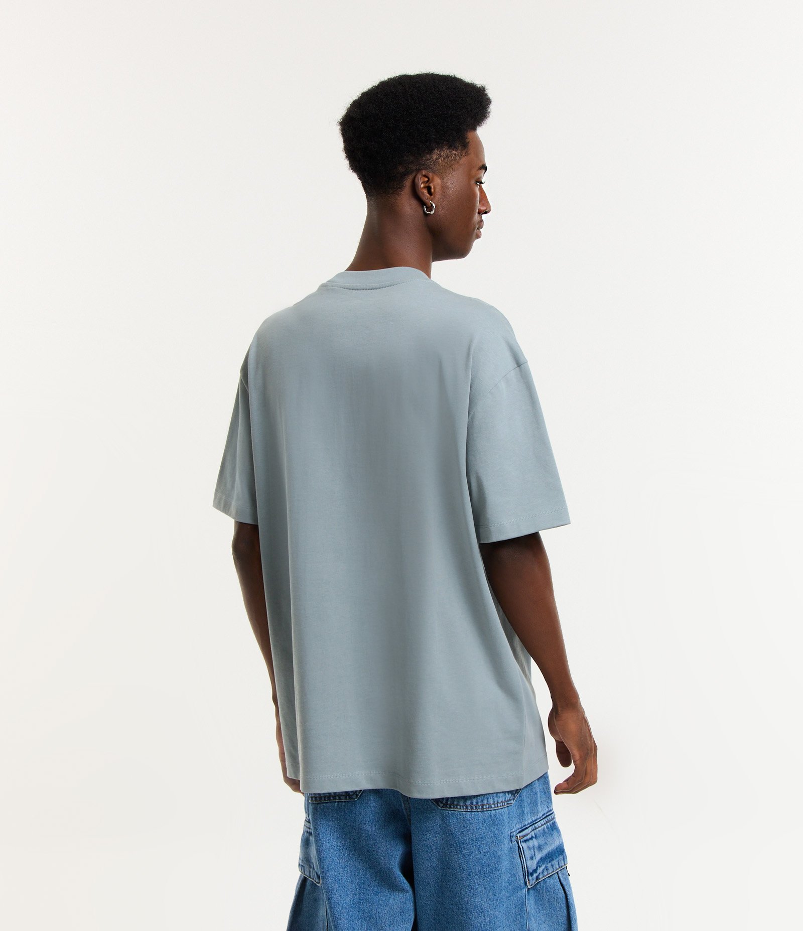 Camiseta Relaxed em Algodão com Efeito Pesado Cinza 3
