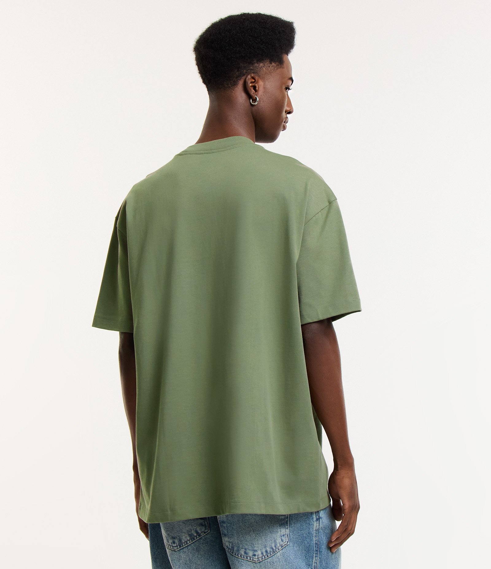 Camiseta Relaxed em Algodão com Efeito Pesado Verde 3