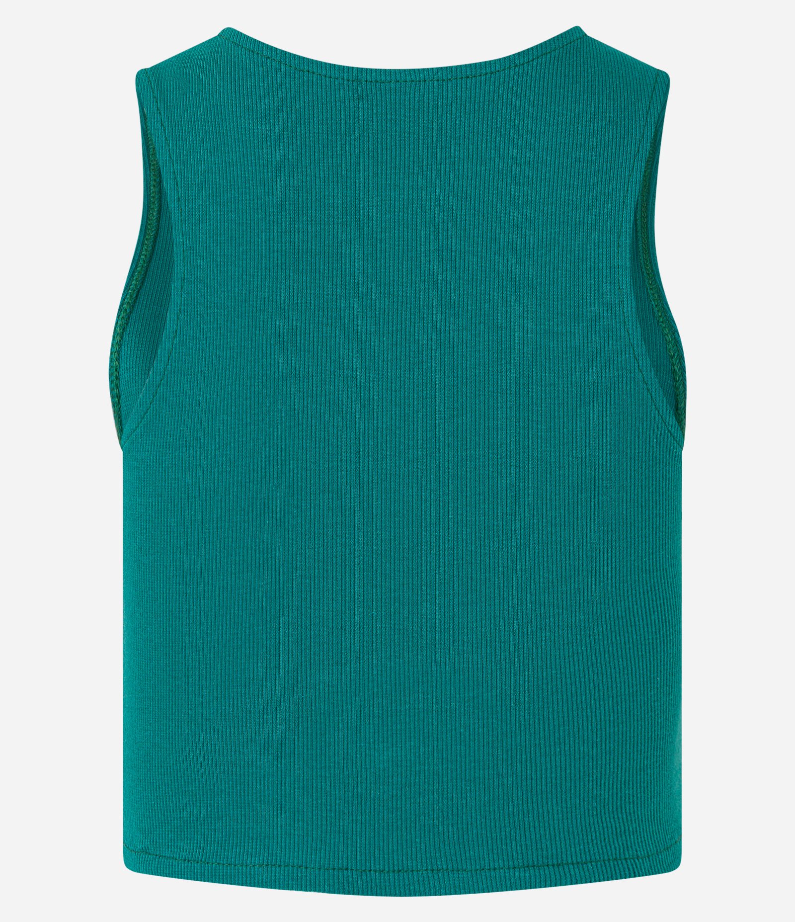 Blusa Cropped sem Manga em Algodão com Textura Canelada Verde Escuro 7