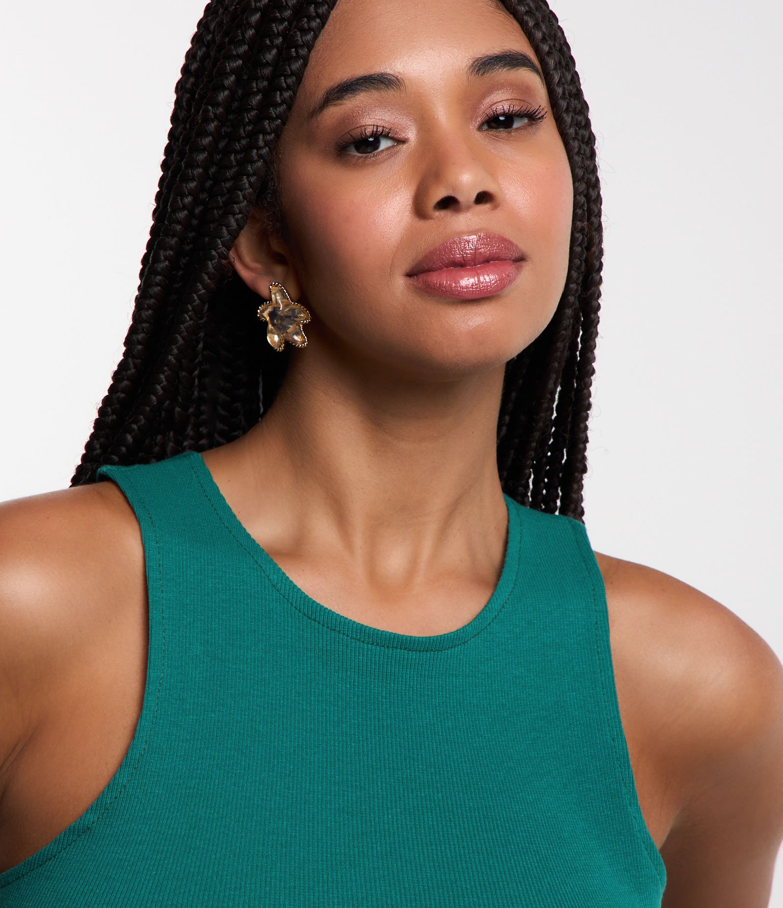 Blusa Cropped sem Manga em Algodão com Textura Canelada Verde Escuro 4