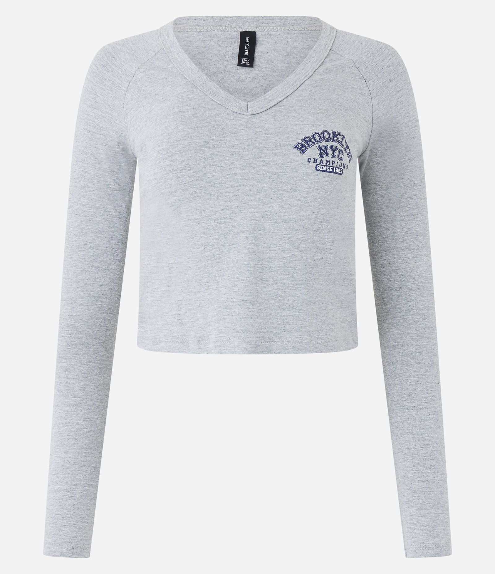 Blusa em Ribana com Bordado Brooklyn NYC Cinza 5