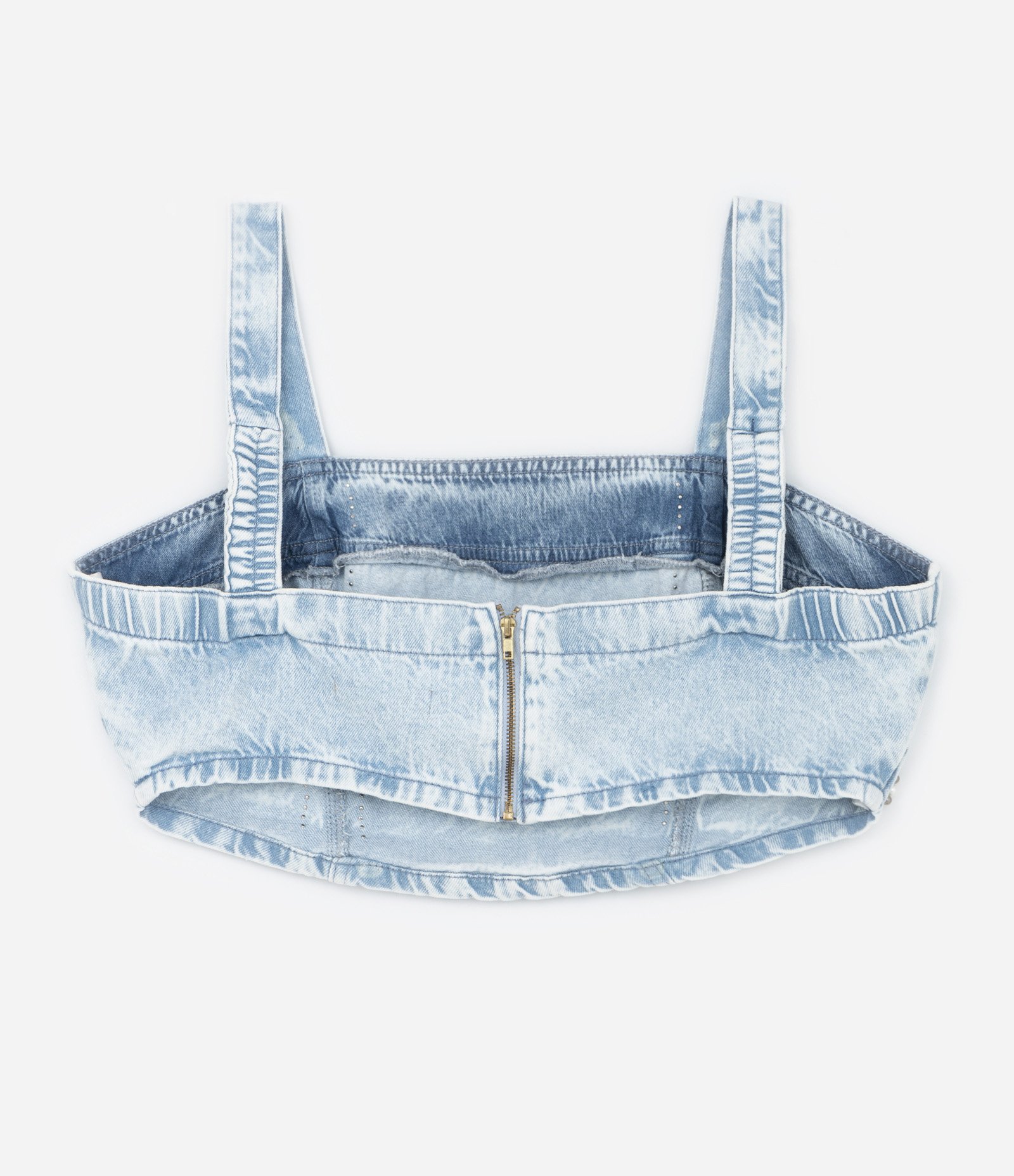 Top Cropped em Jeans com Aplicações Curve & Plus Size Azul 5