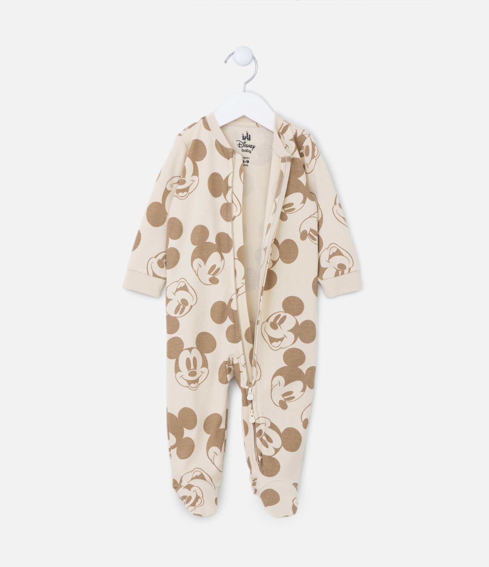 Macacão Infantil em Suedine com Estampa do Mickey - Tam 0 a 18 meses Marrom 8